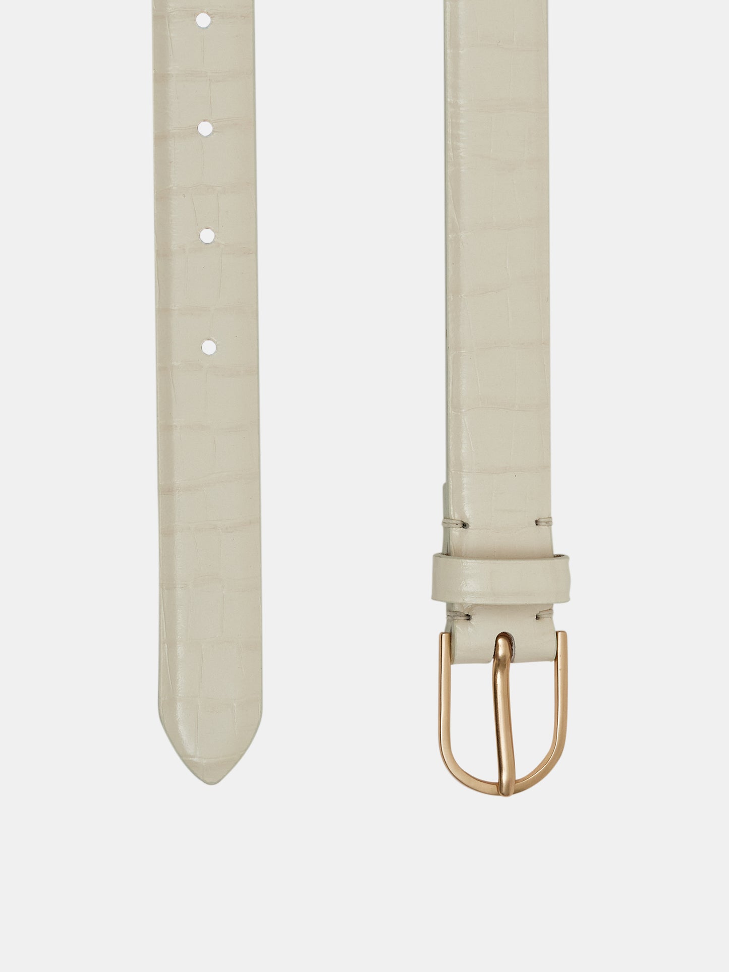 Croc-Effect Belt, Ivory
