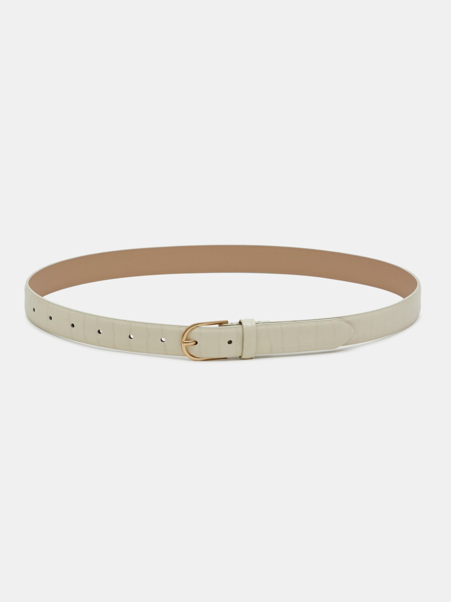 Croc-Effect Belt, Ivory