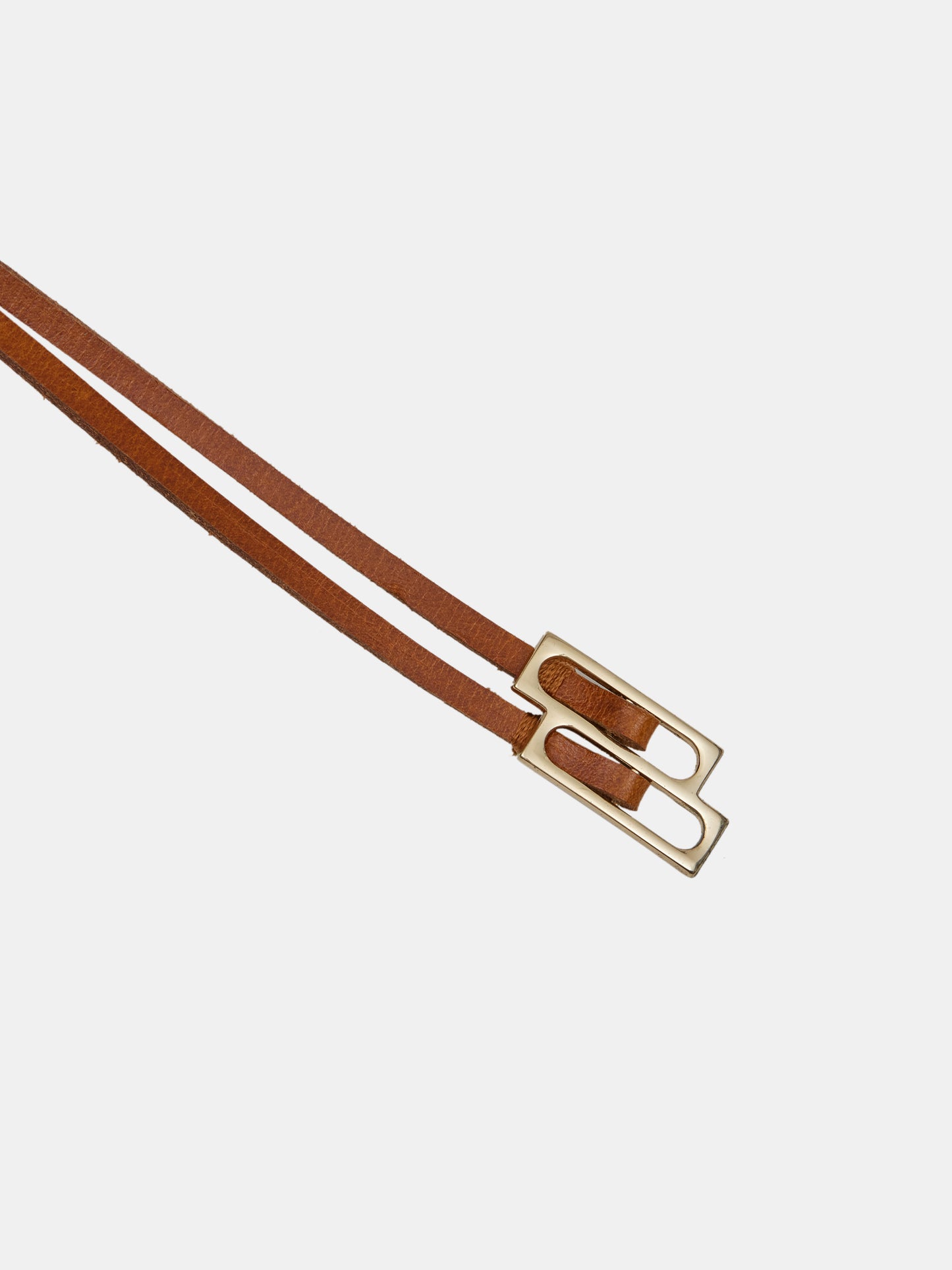 Double Thin Leather Belt, Tan