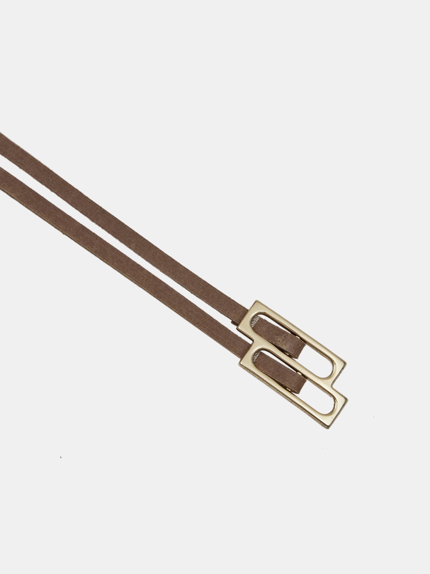 Double Thin Leather Belt, Mocha