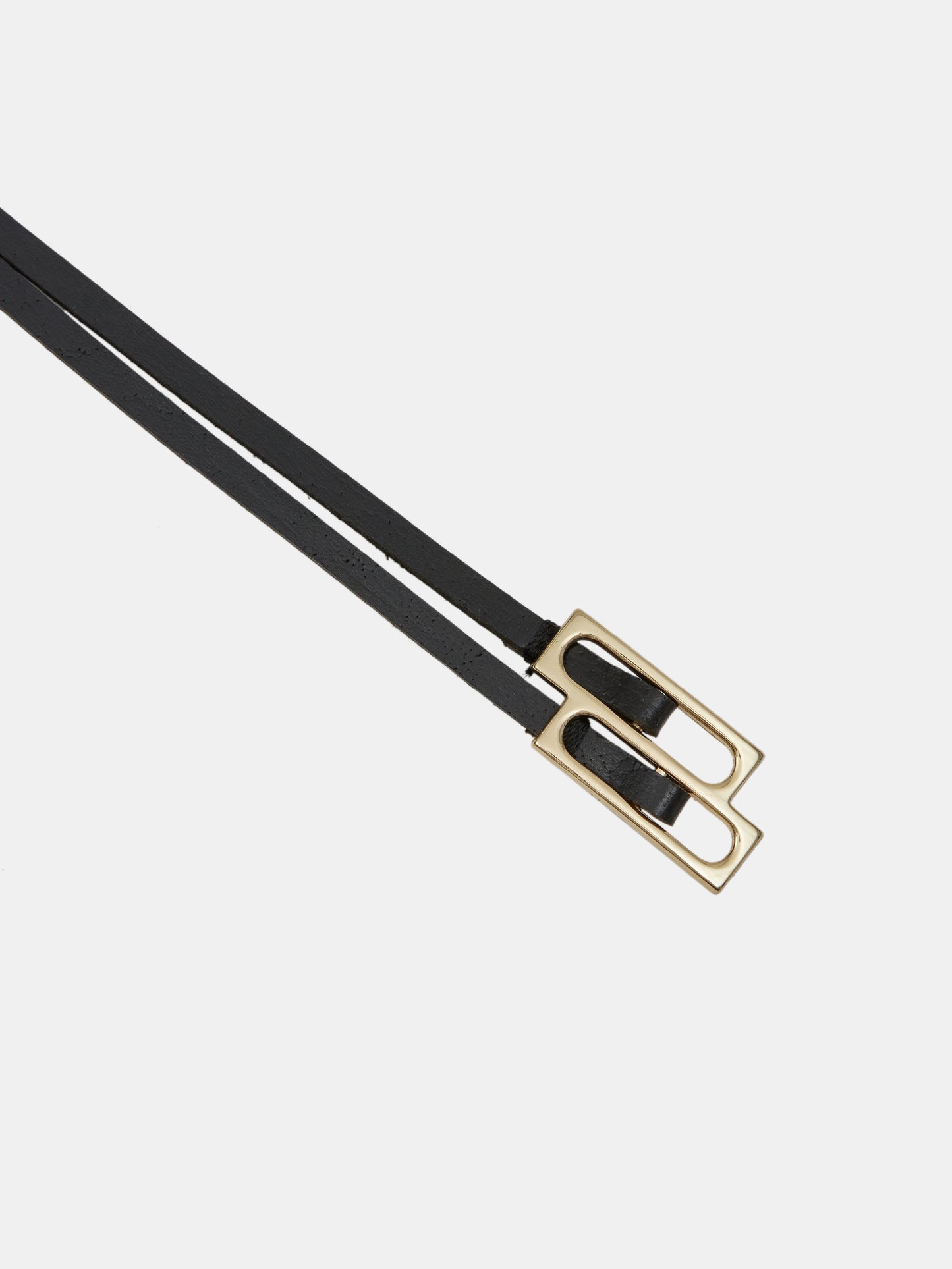 Double Thin Leather Belt, Black