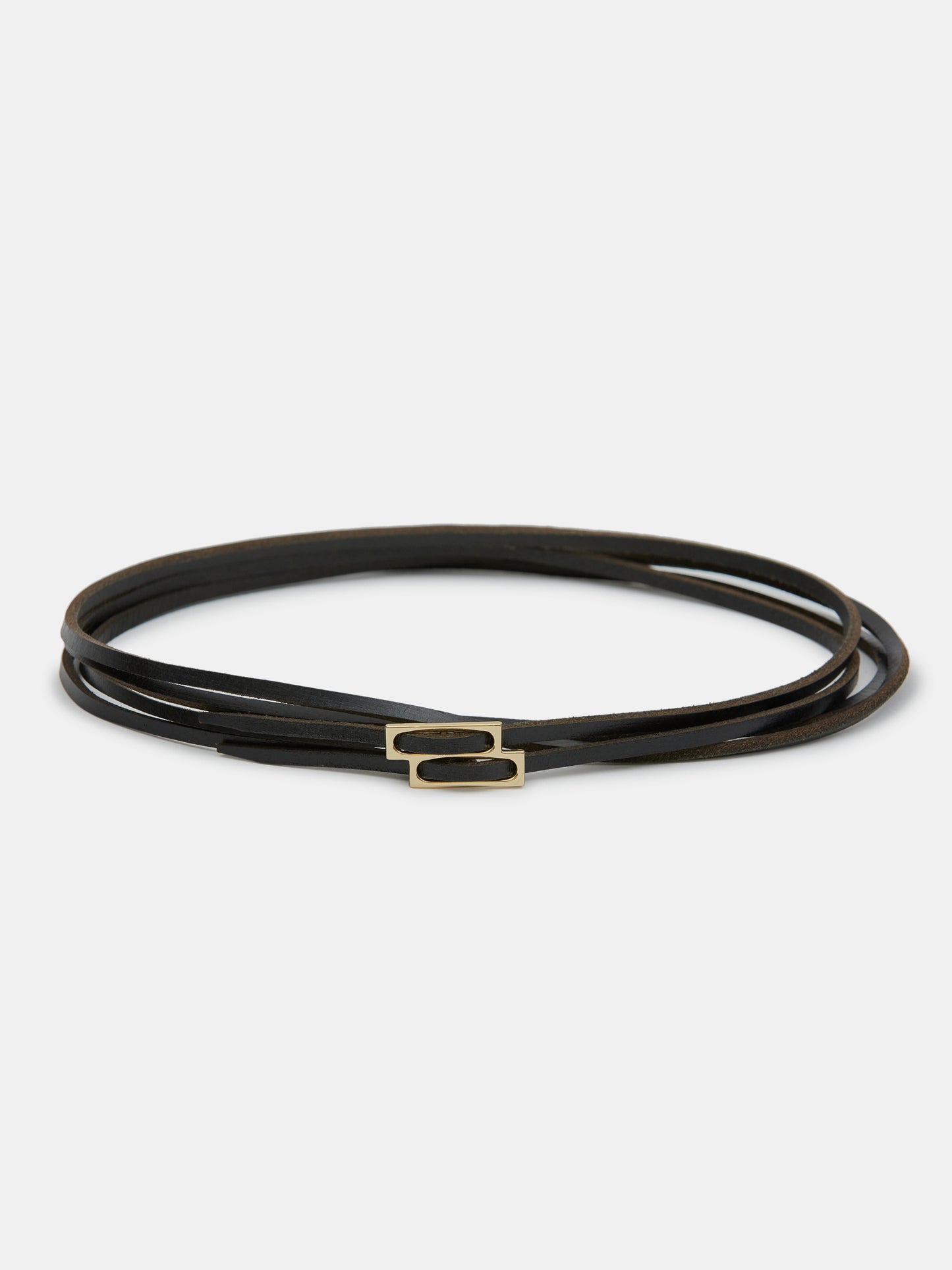 Double Thin Leather Belt, Black