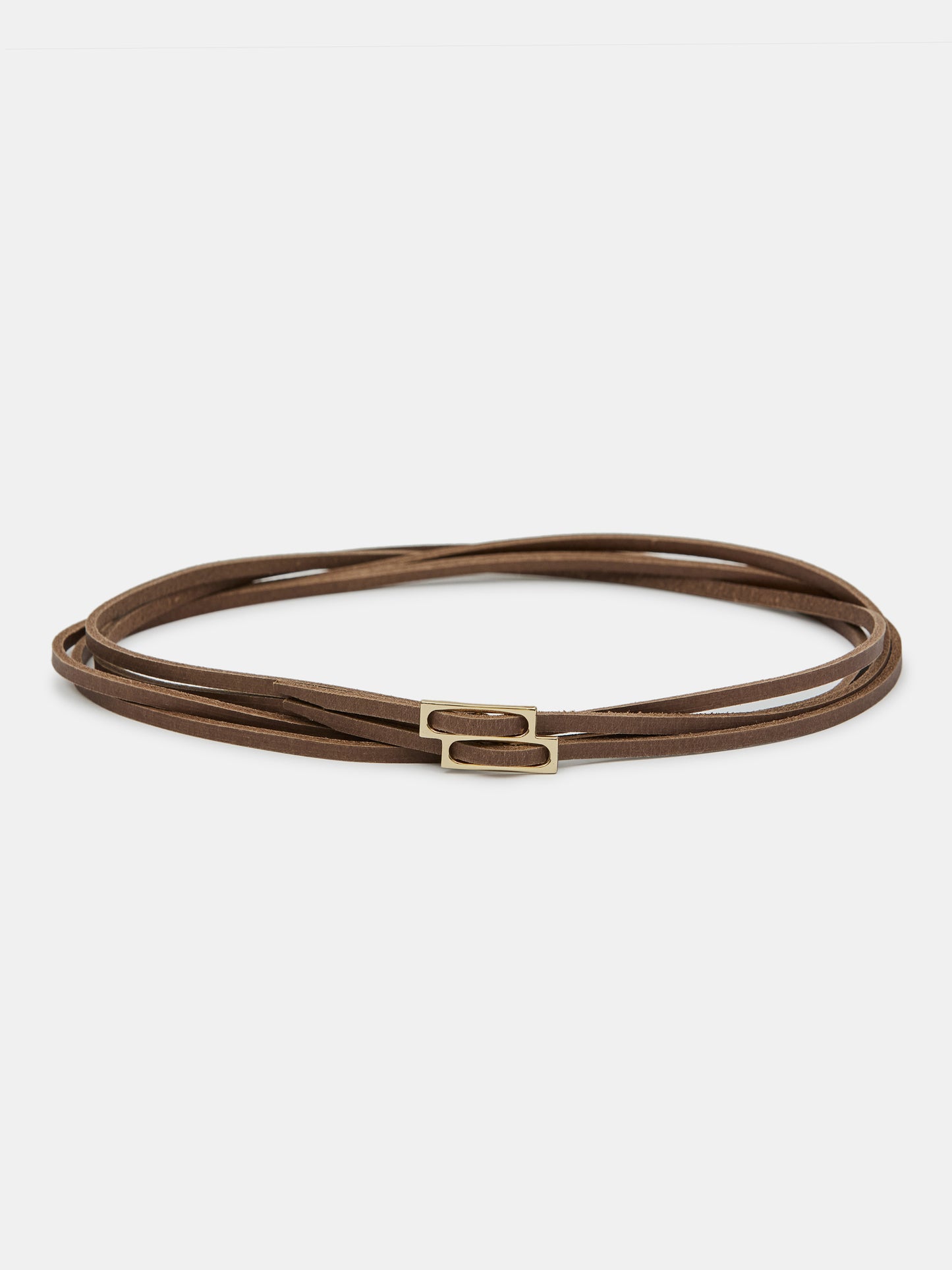 Double Thin Leather Belt, Mocha