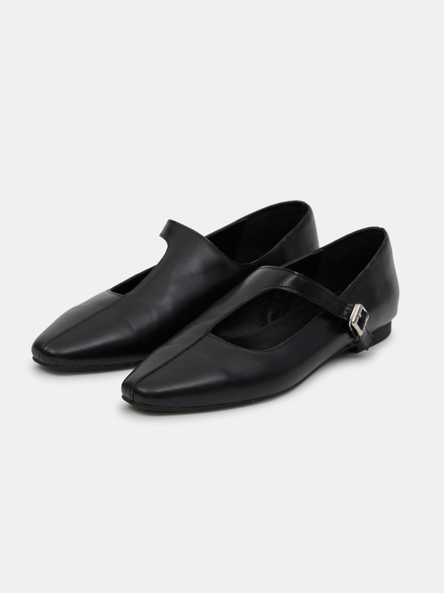 Buckle Ballet Flats, Black