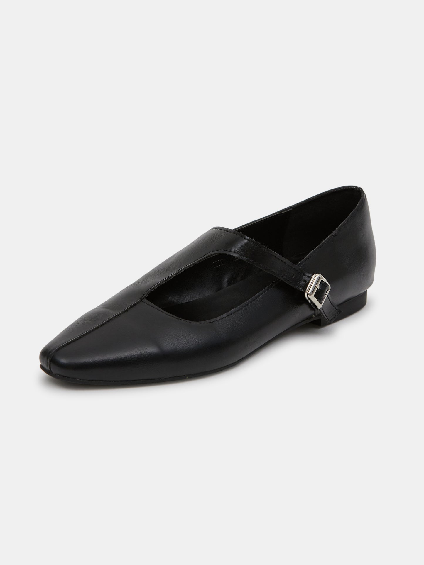 Buckle Ballet Flats, Black