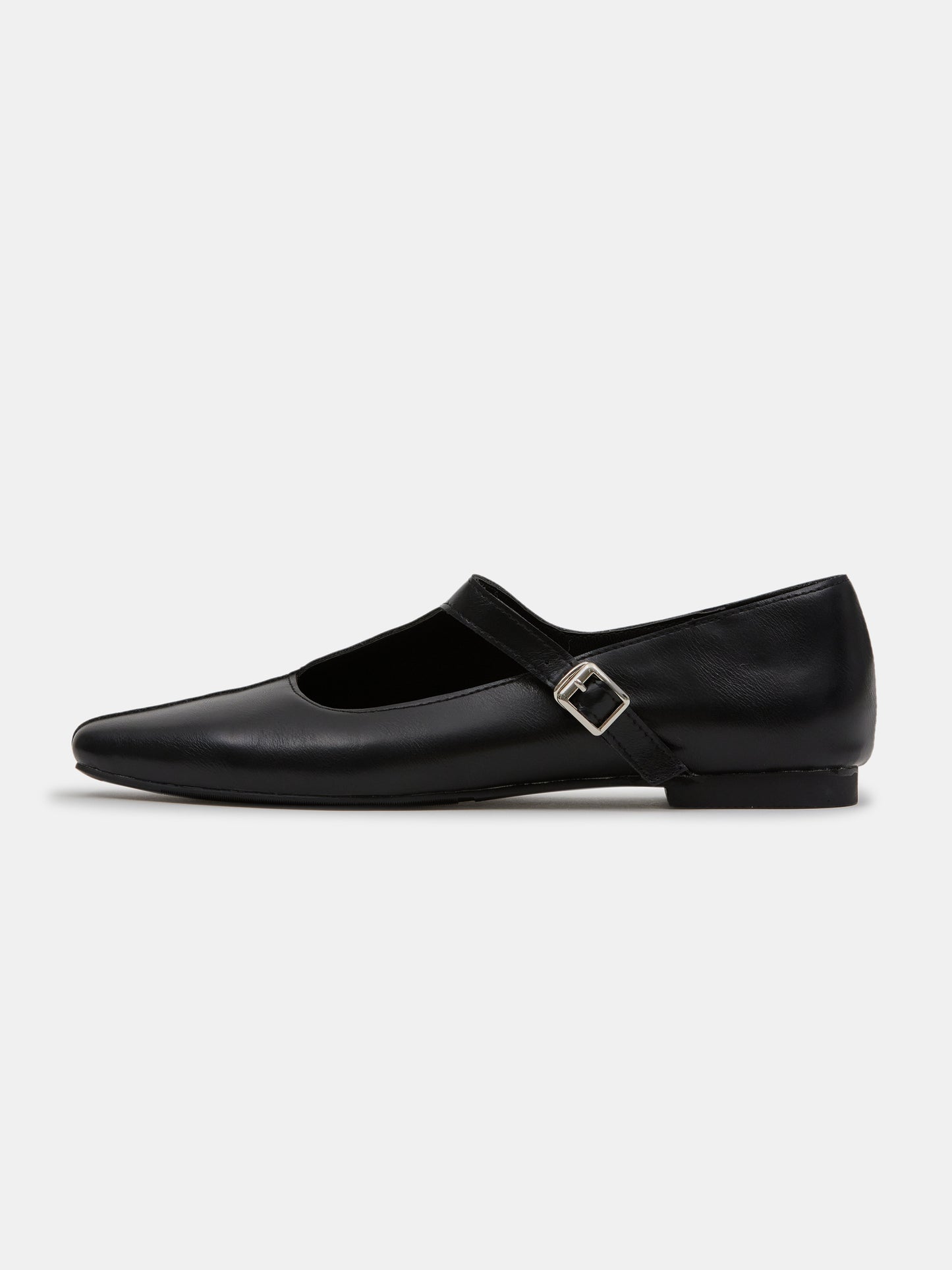Buckle Ballet Flats, Black