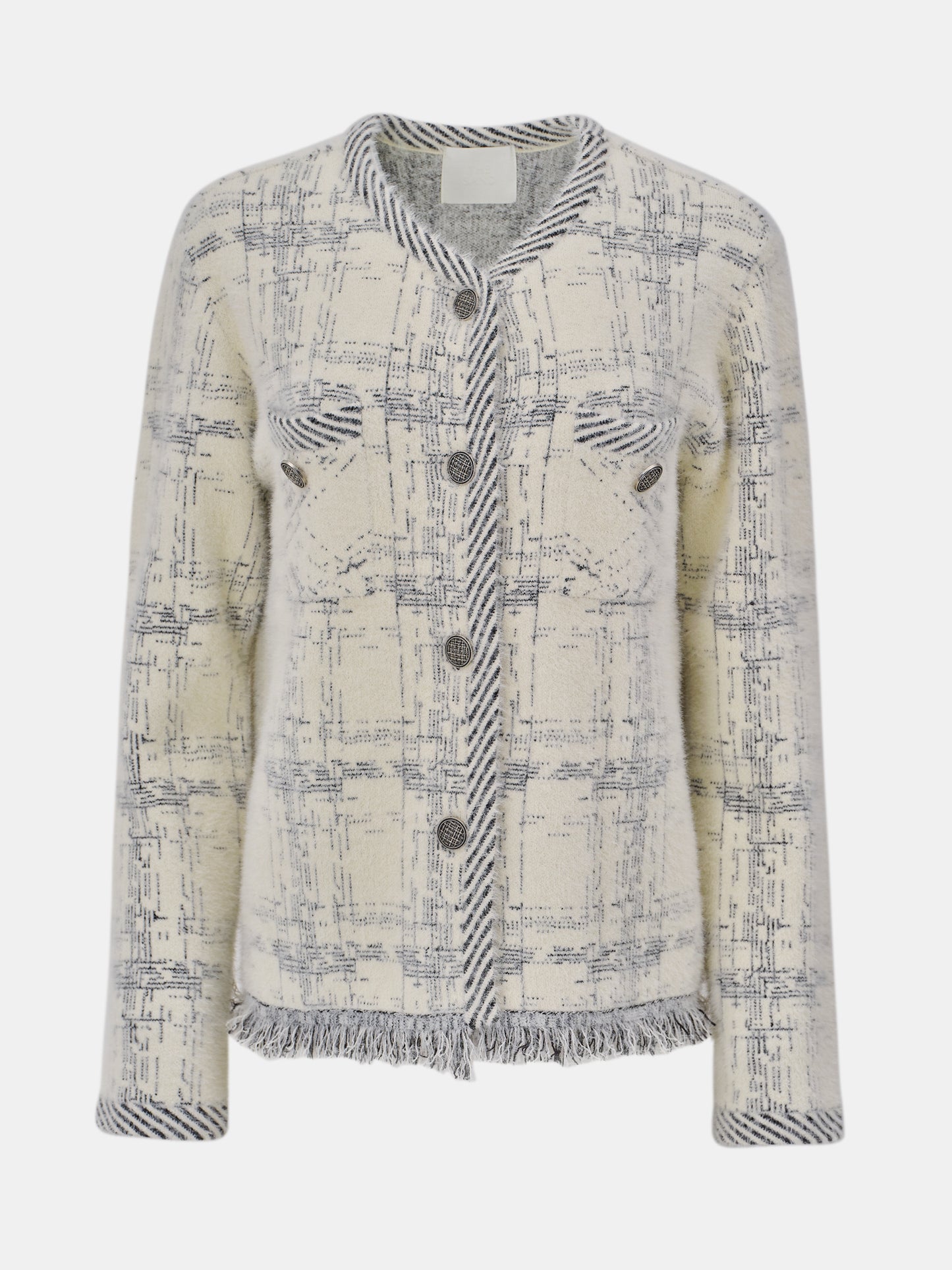Giuletta Tweed Knit Cardigan, Ivory