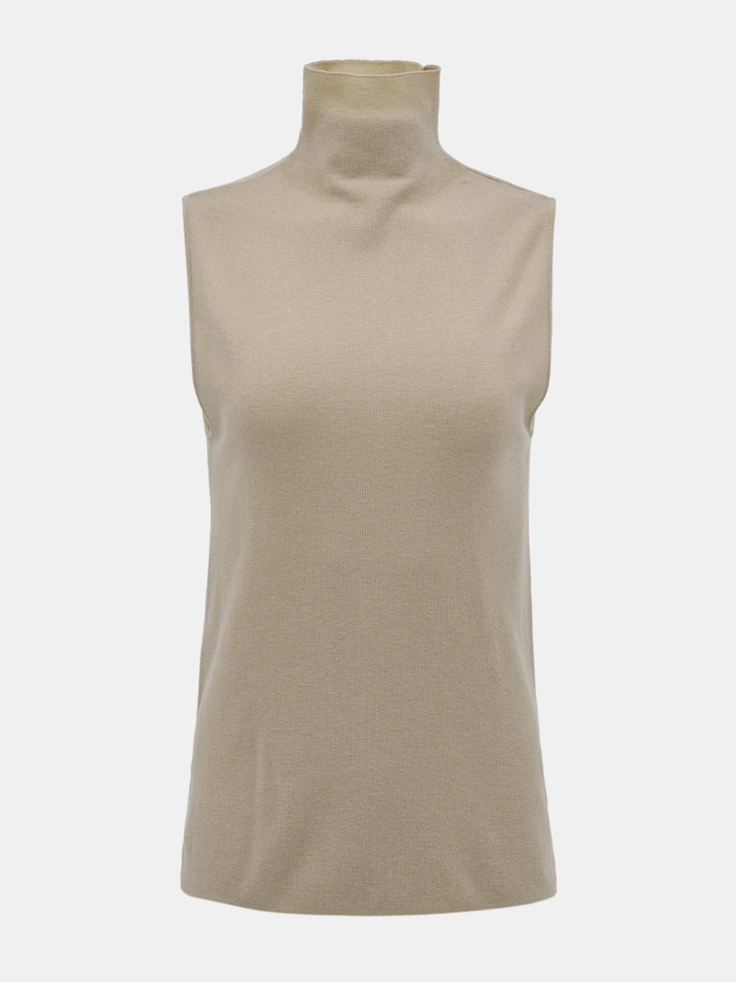 Signature Sleeveless Knit Turtleneck, Taupe