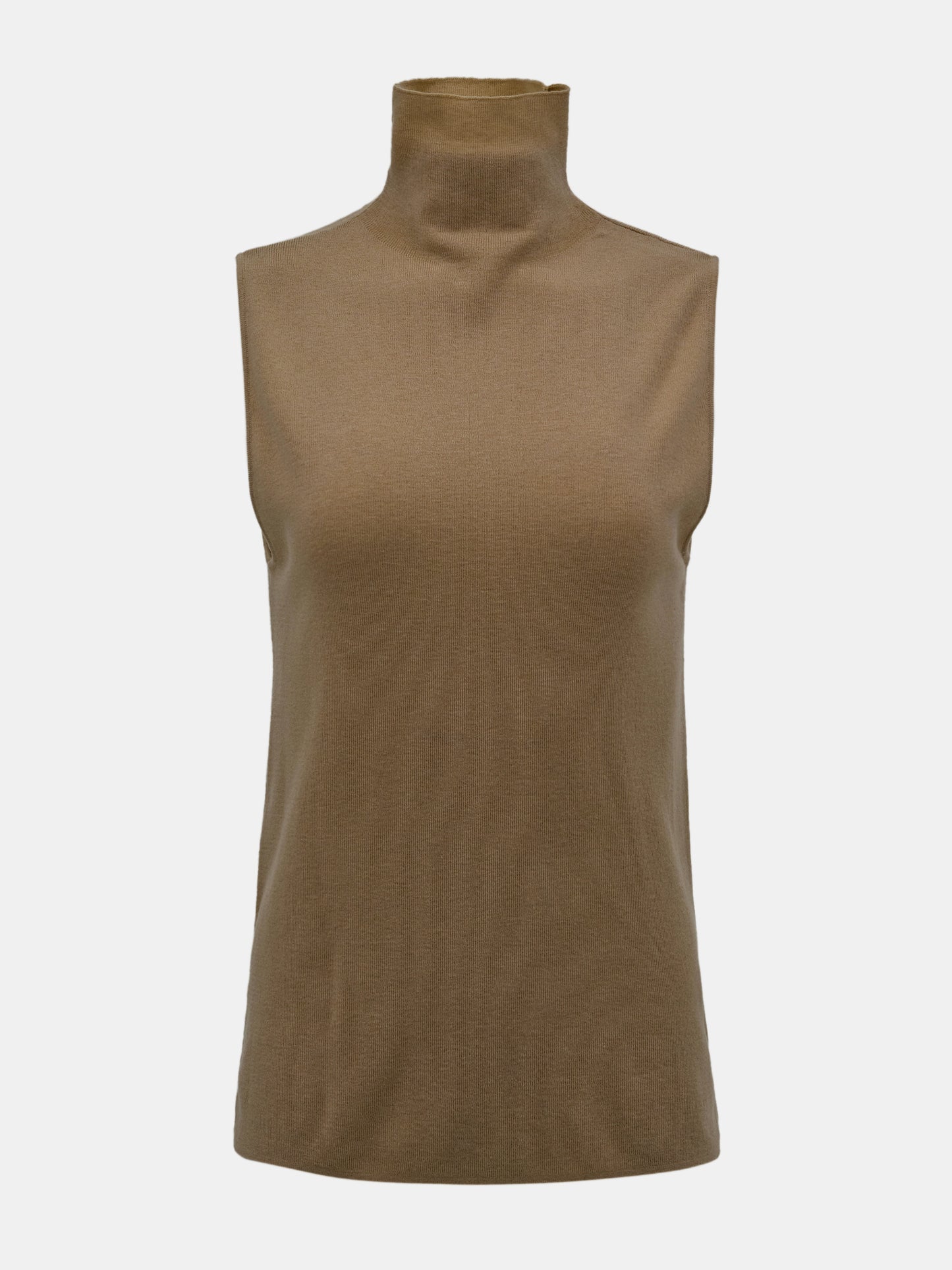 Signature Sleeveless Knit Turtleneck, Mocha
