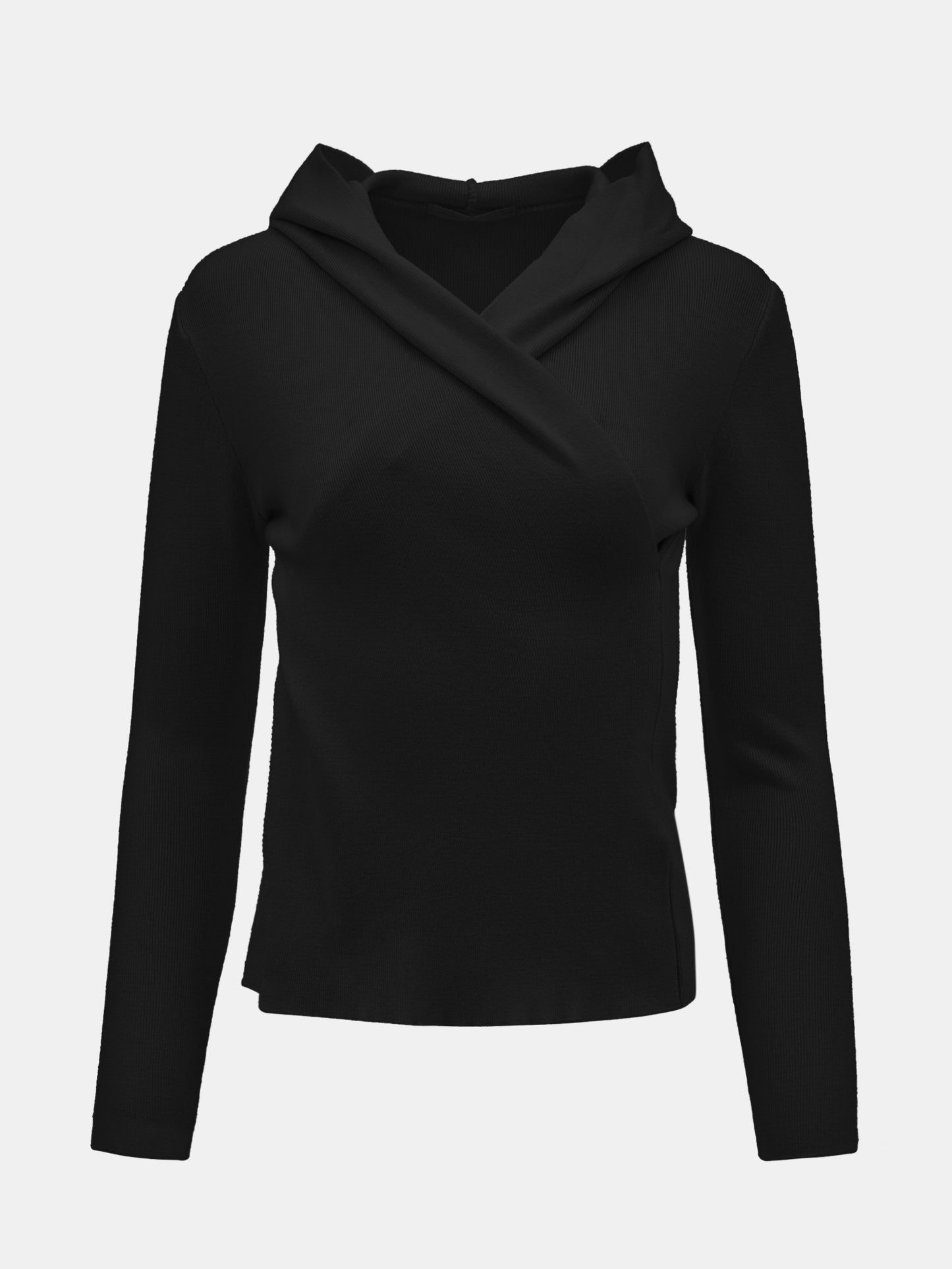 Hooded Shawl Knit, Black
