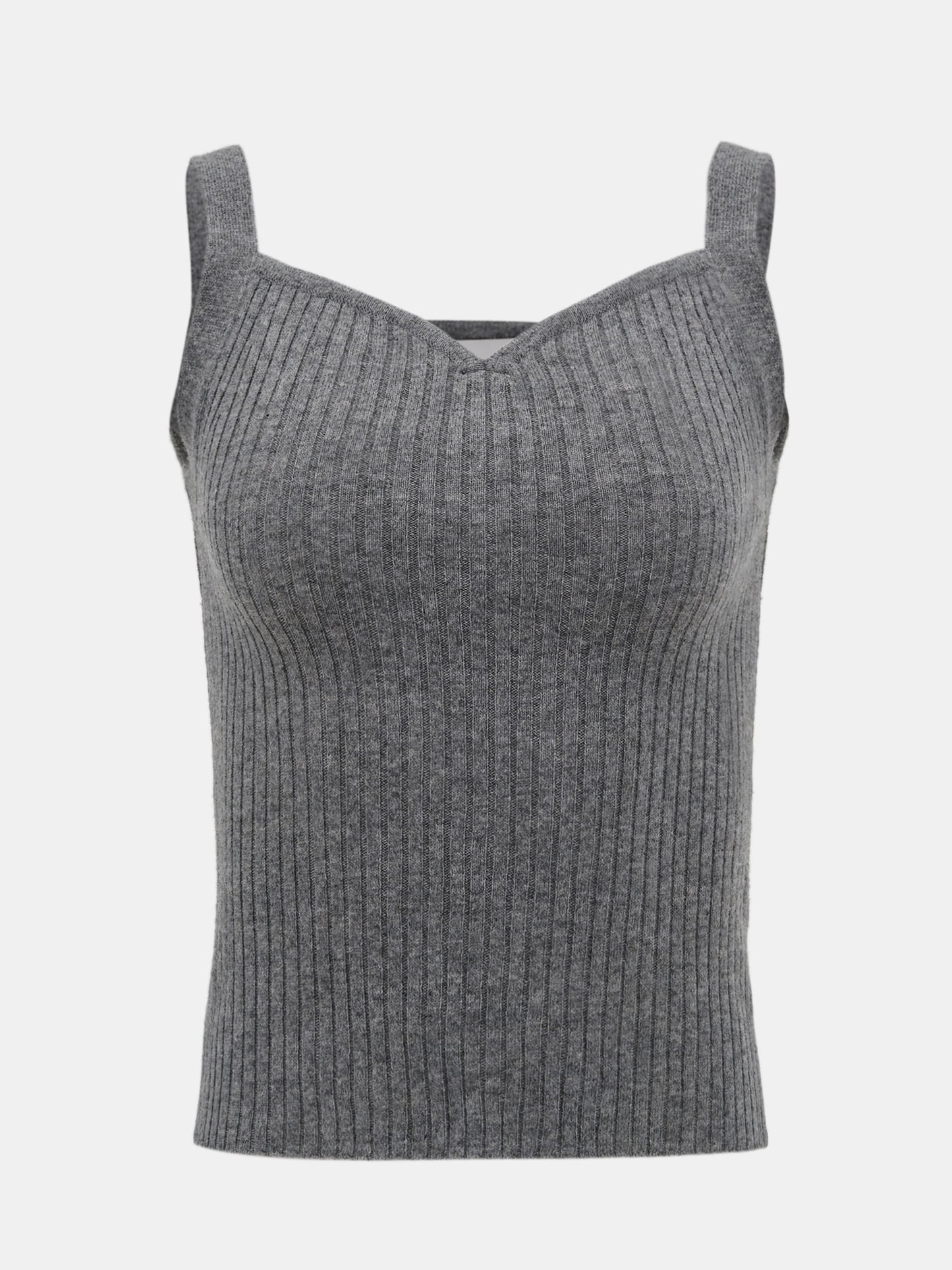 Sweetheart Knit Cami Top, Grey Melange