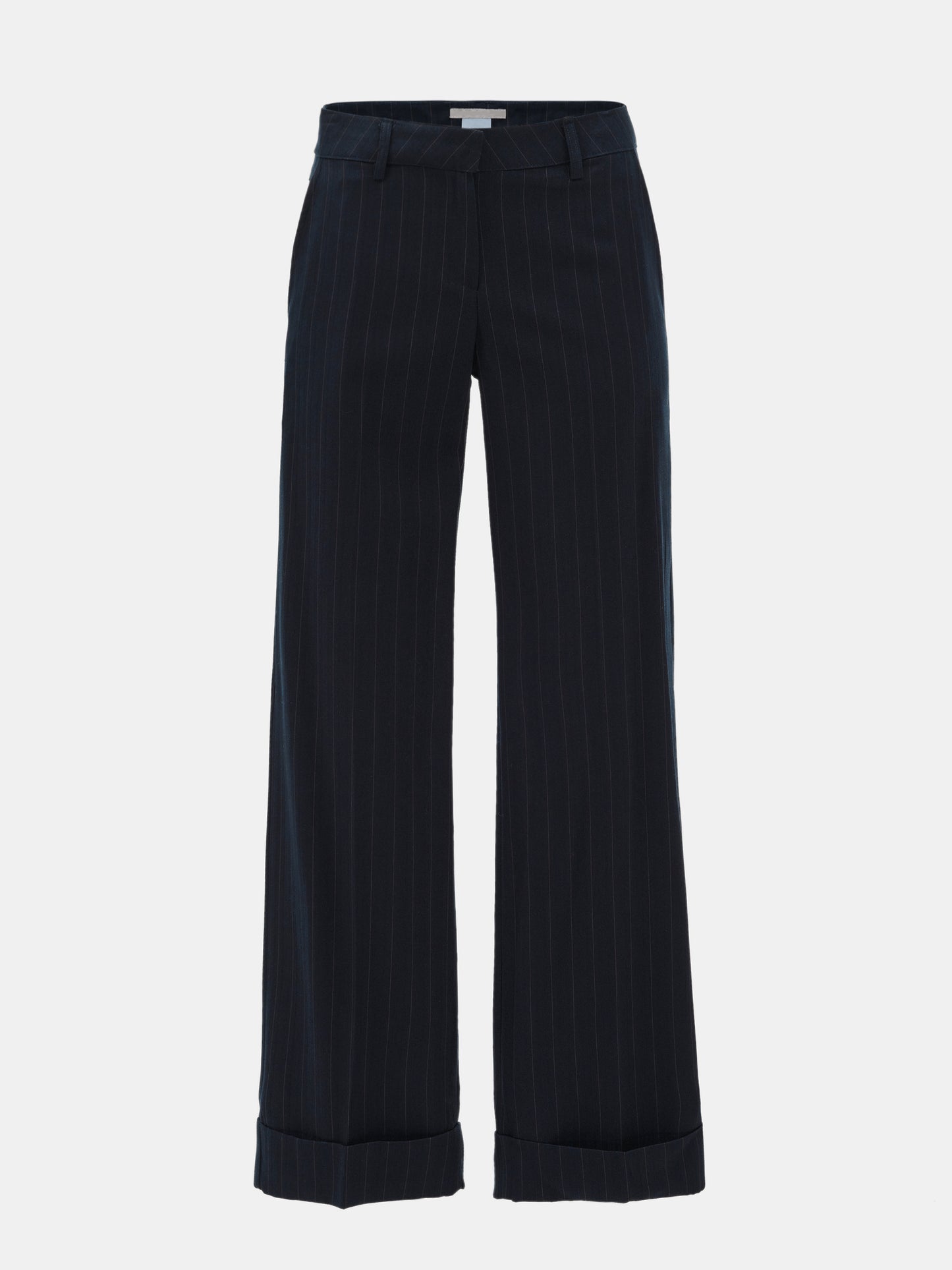 Tailored Turn-Up Trousers, Navy Pinstripe