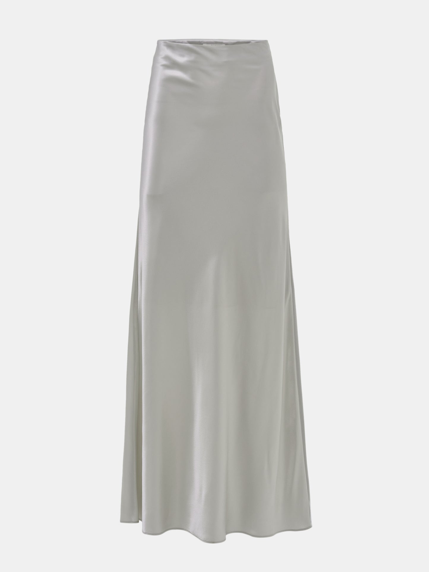 Satin Straight Maxi Skirt, Silver
