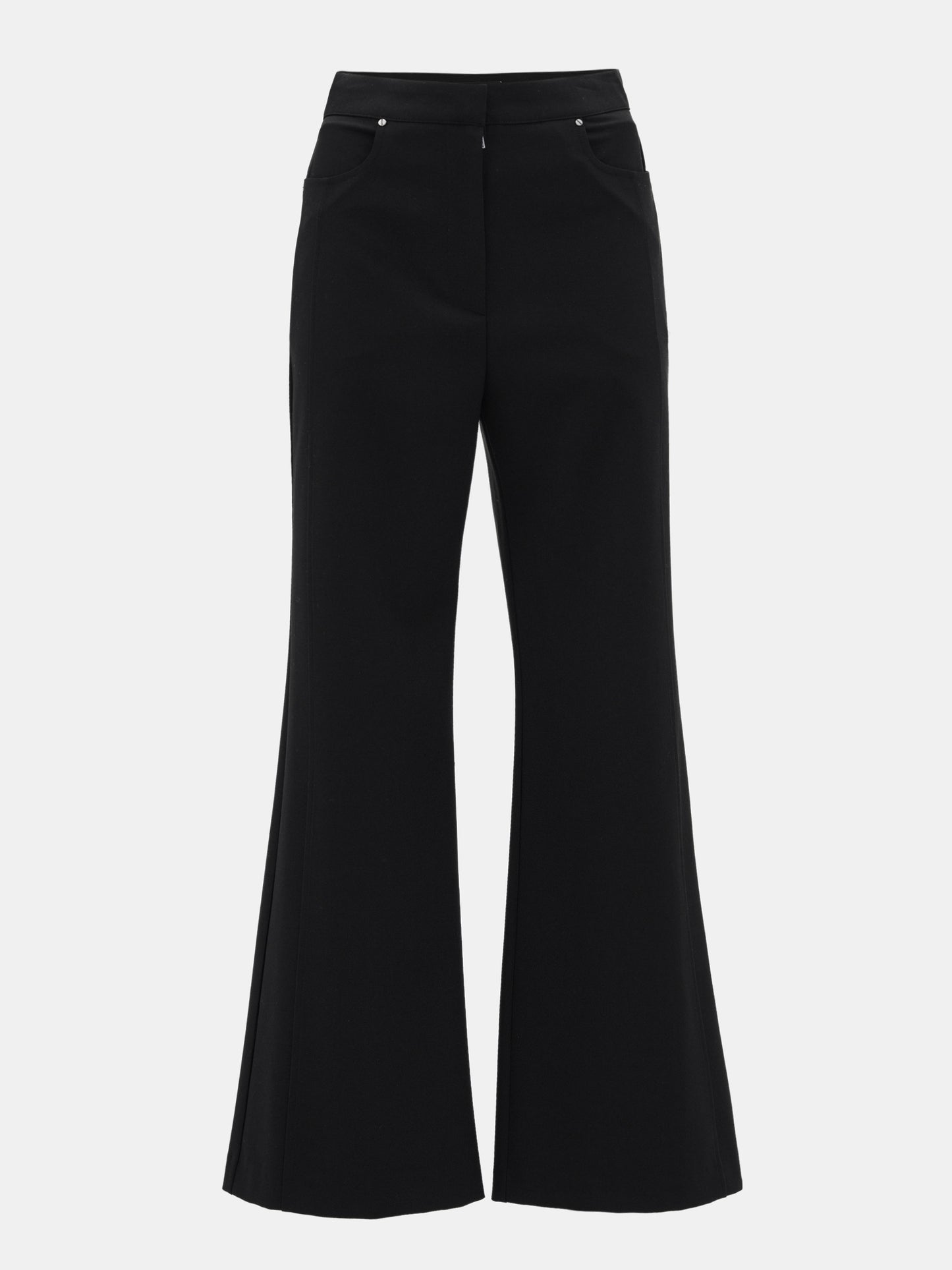 Slim Flared Trousers, Black