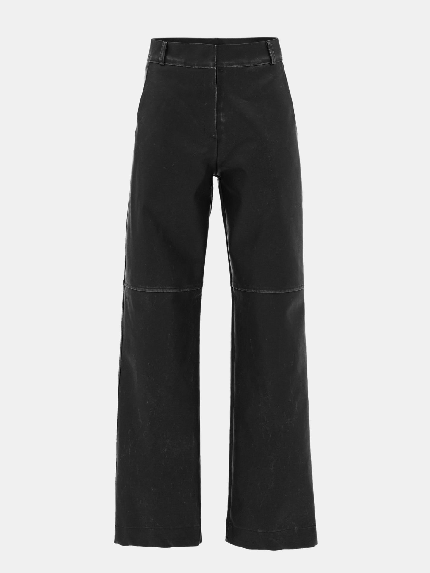 Faded Faux Leather Trousers, Black