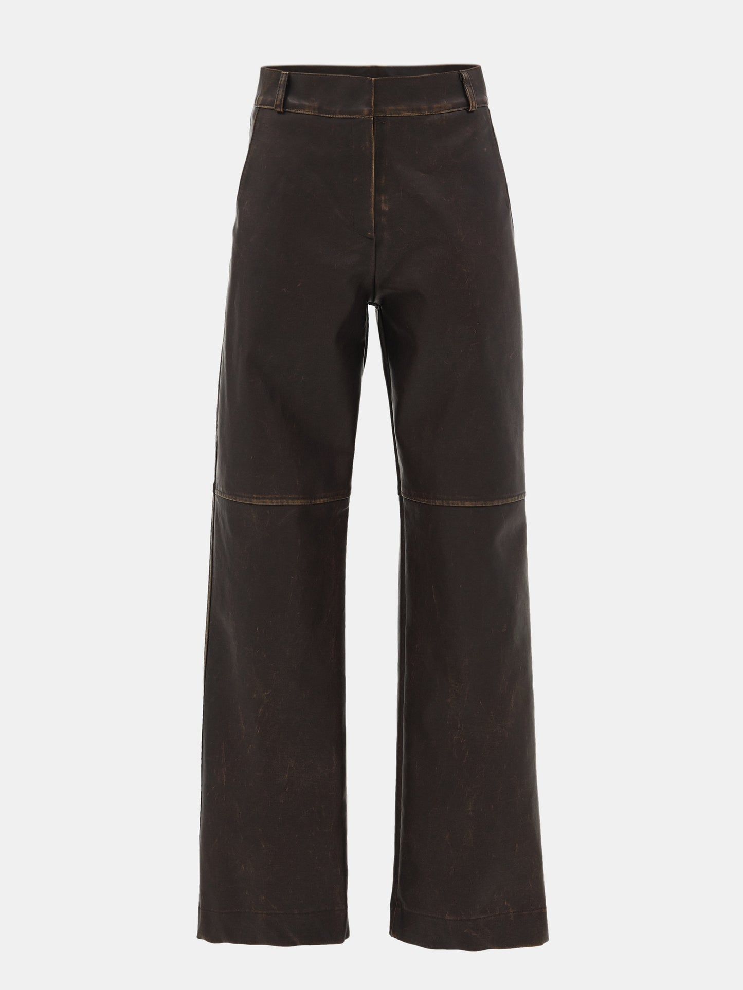 Faded Faux Leather Trousers, Cacao