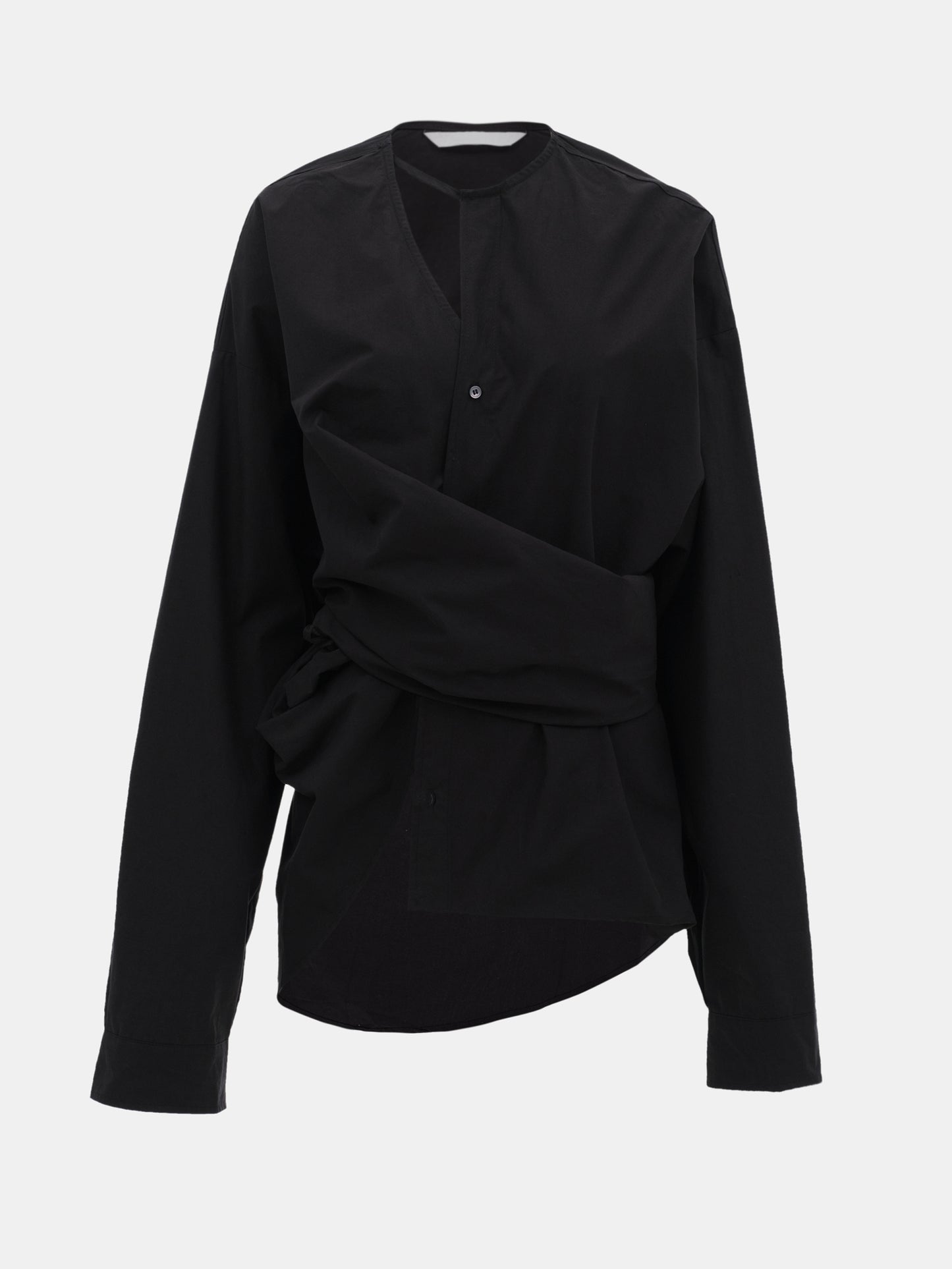 Raele Oversized Wrap Shirt, Black