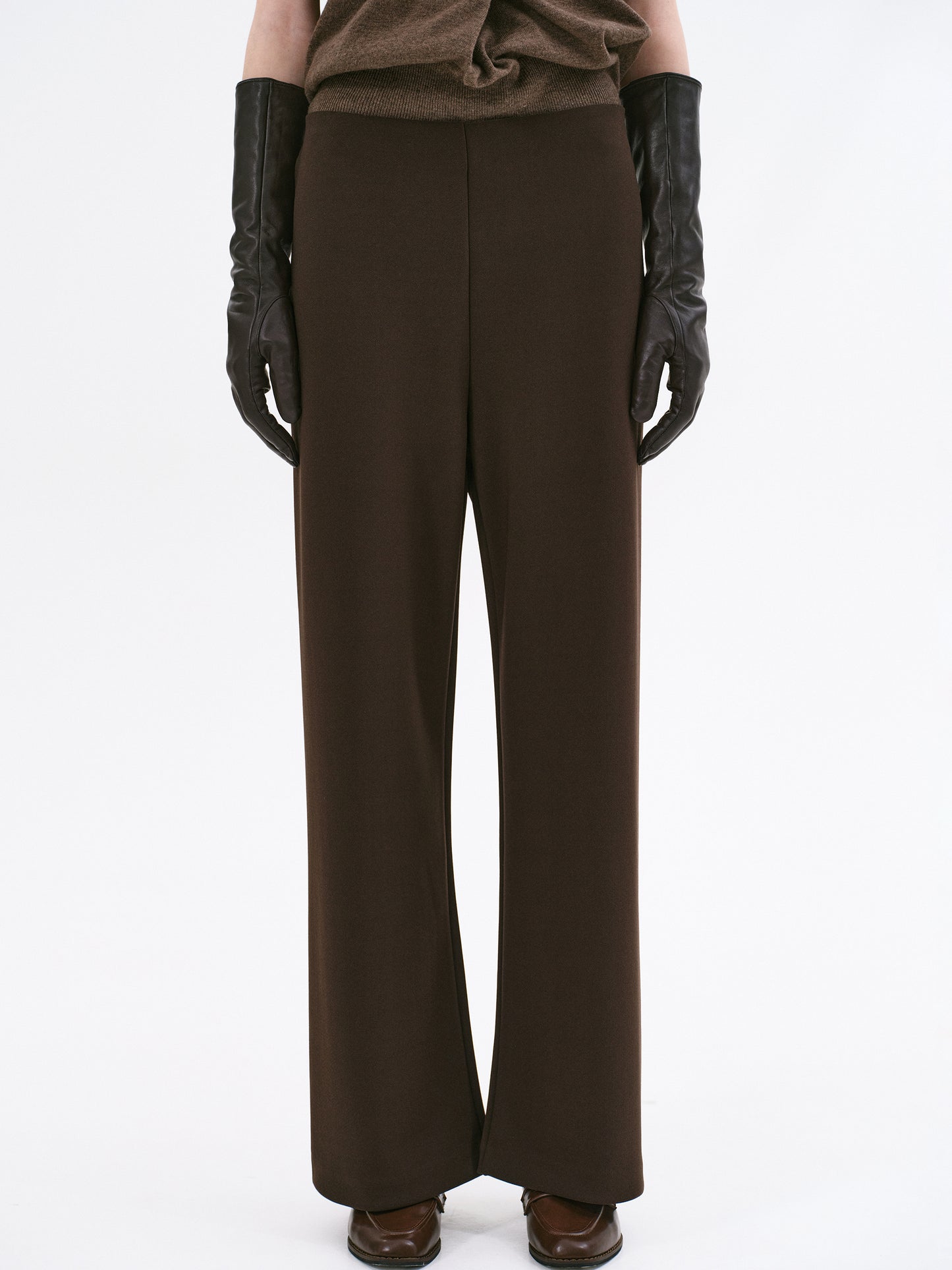 Elasticated Comfort Trousers, Dark Brown