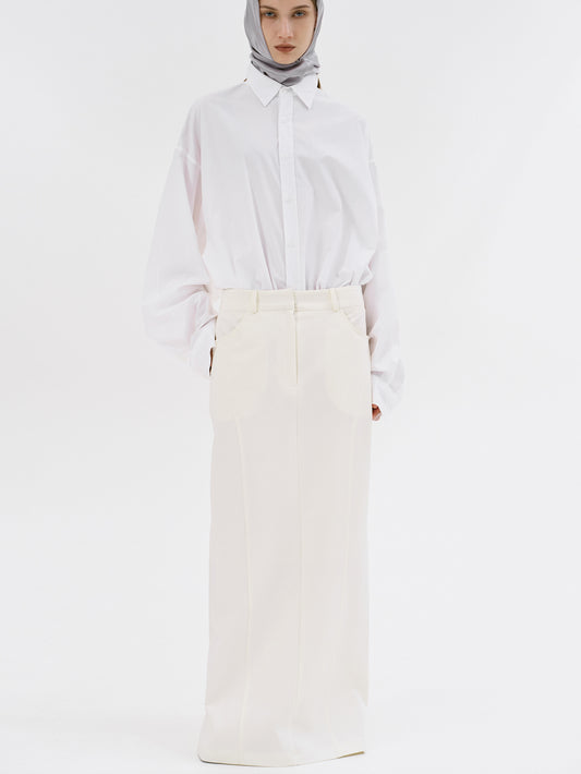 Galliga Long Pencil Skirt, Ivory