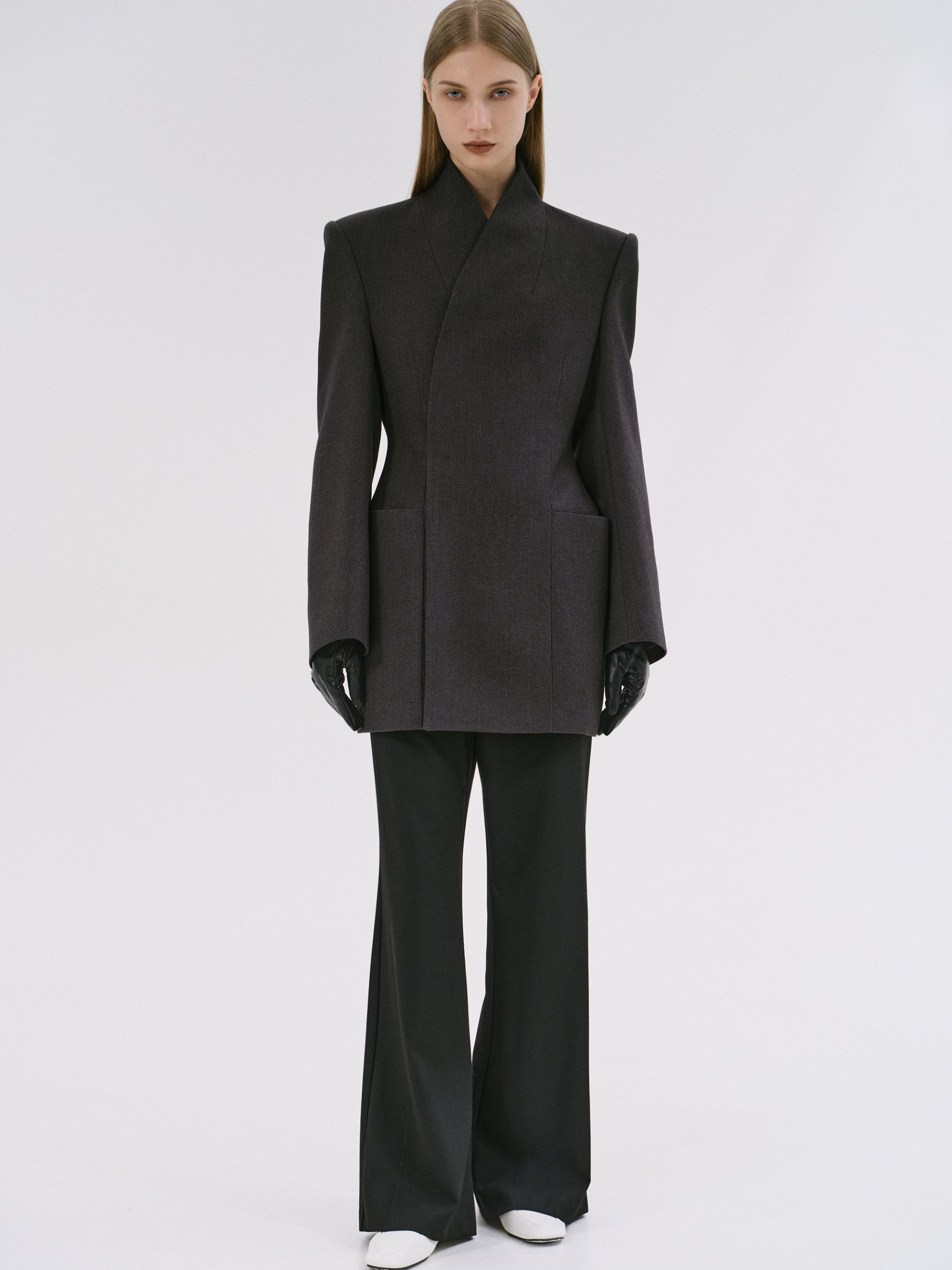 Corrin Wrap Blazer, Charcoal