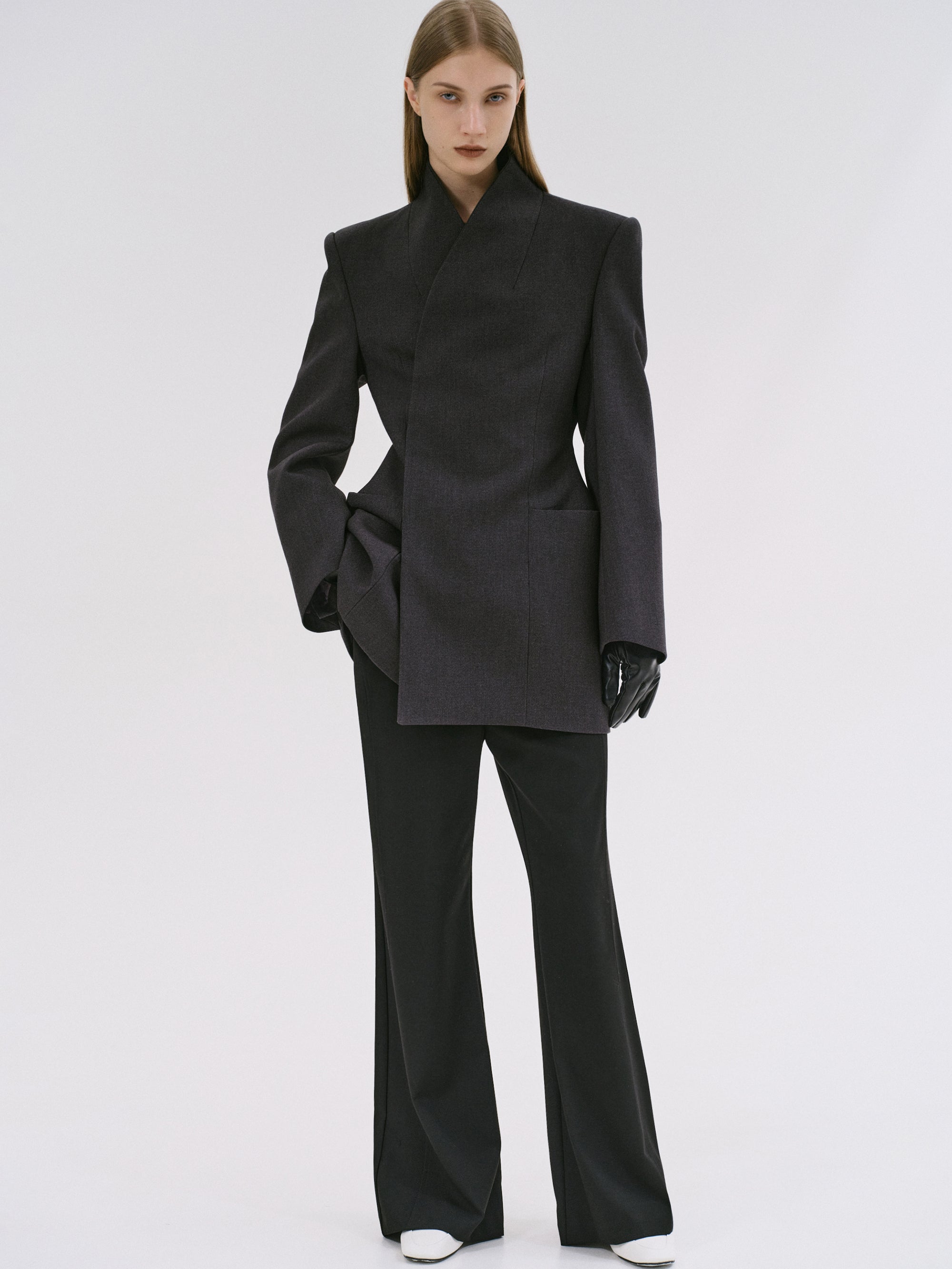 Corrin Wrap Blazer, Charcoal