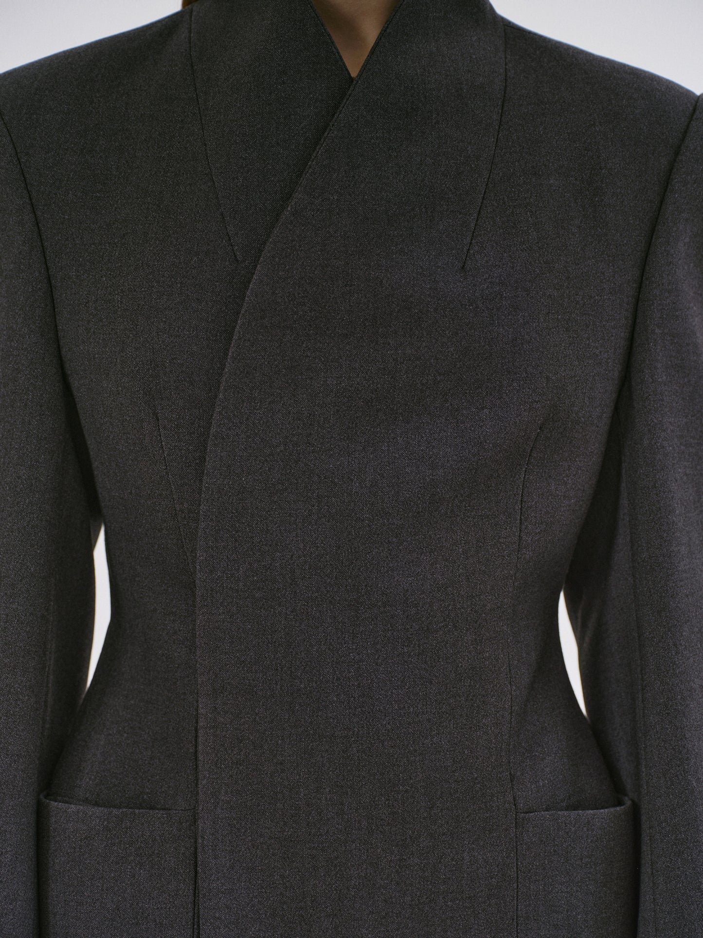 (Pre-order) Corrin Wrap Blazer, Charcoal
