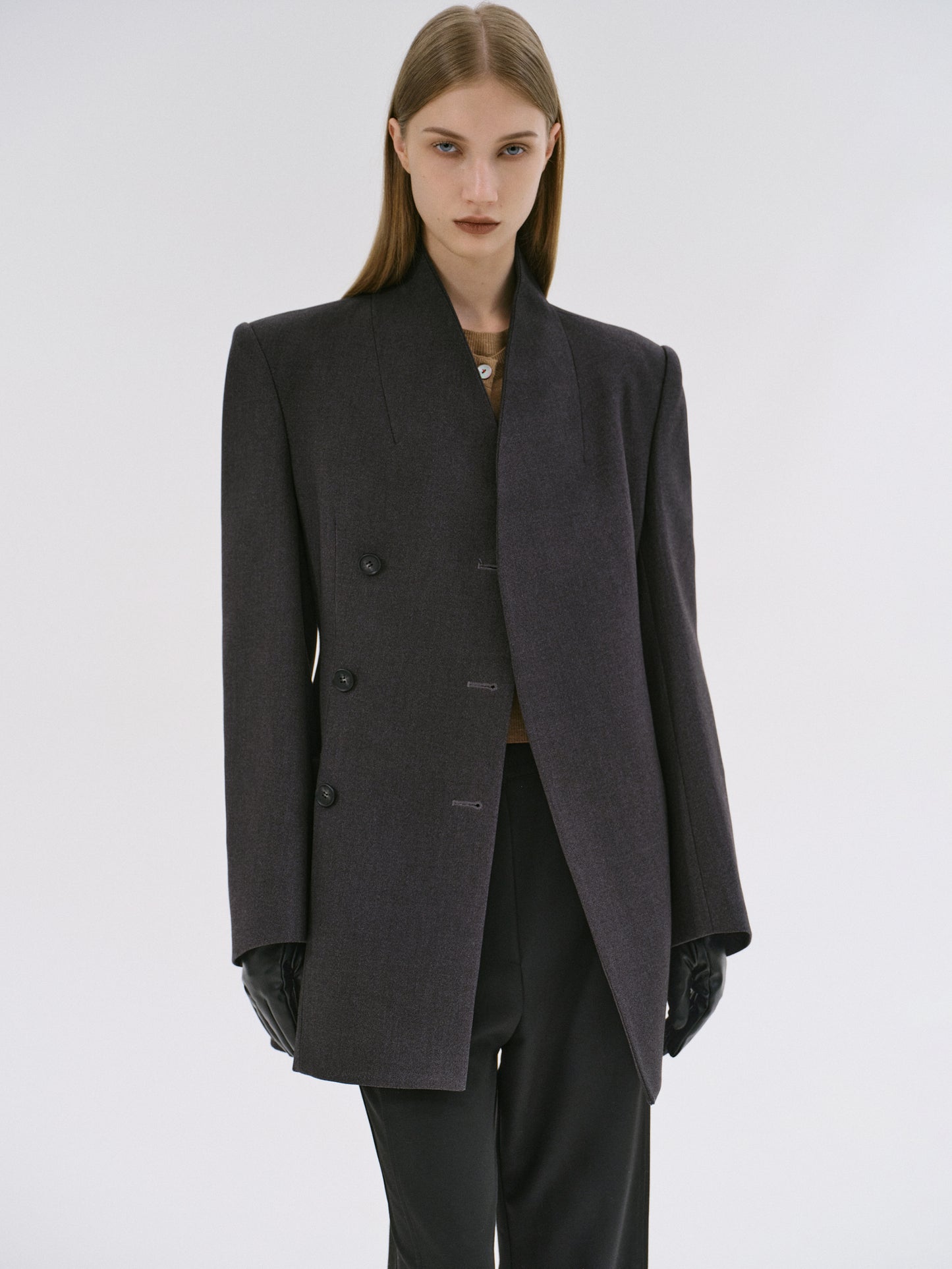 (Pre-order) Corrin Wrap Blazer, Charcoal
