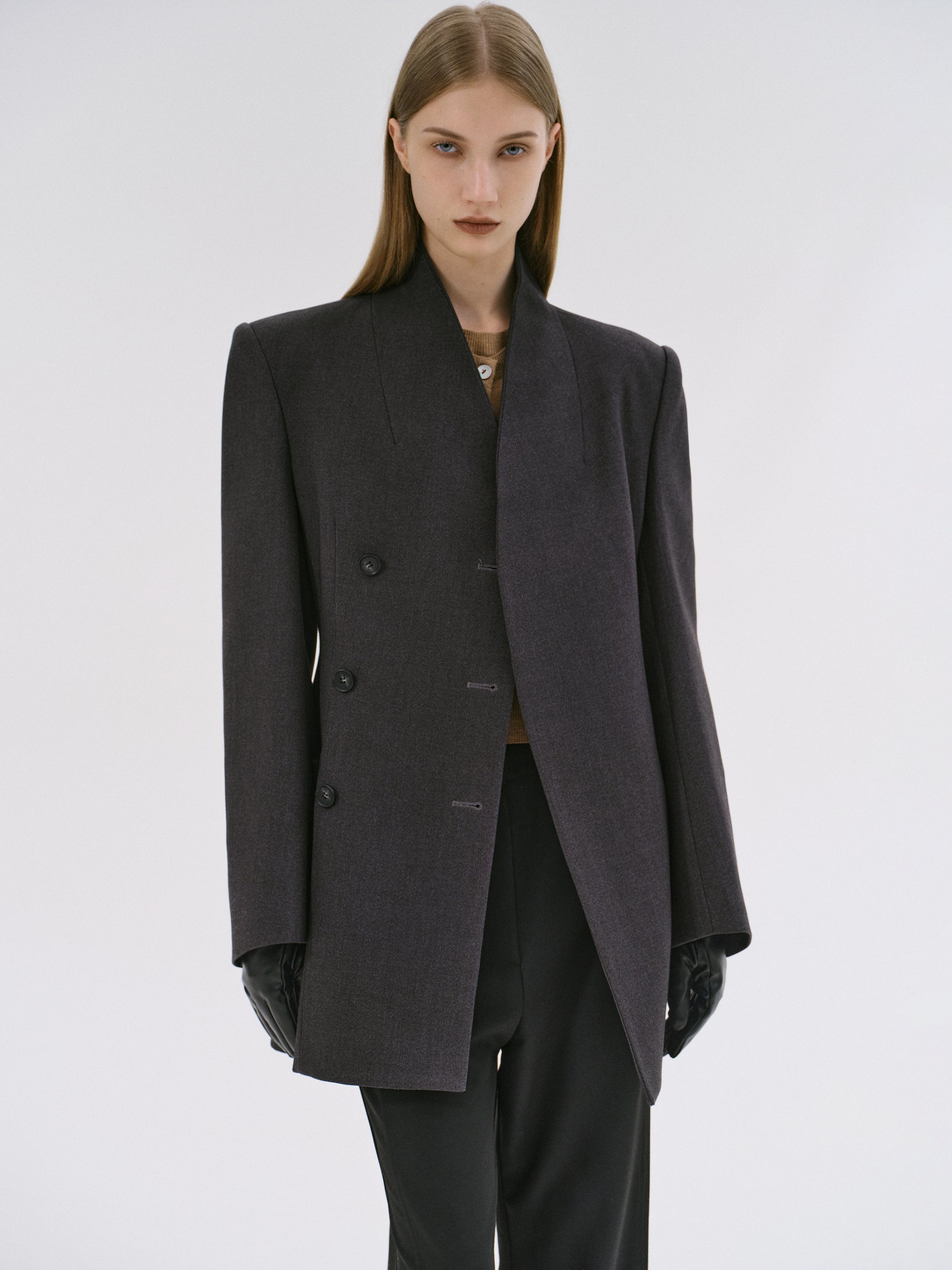 Corrin Wrap Blazer, Charcoal