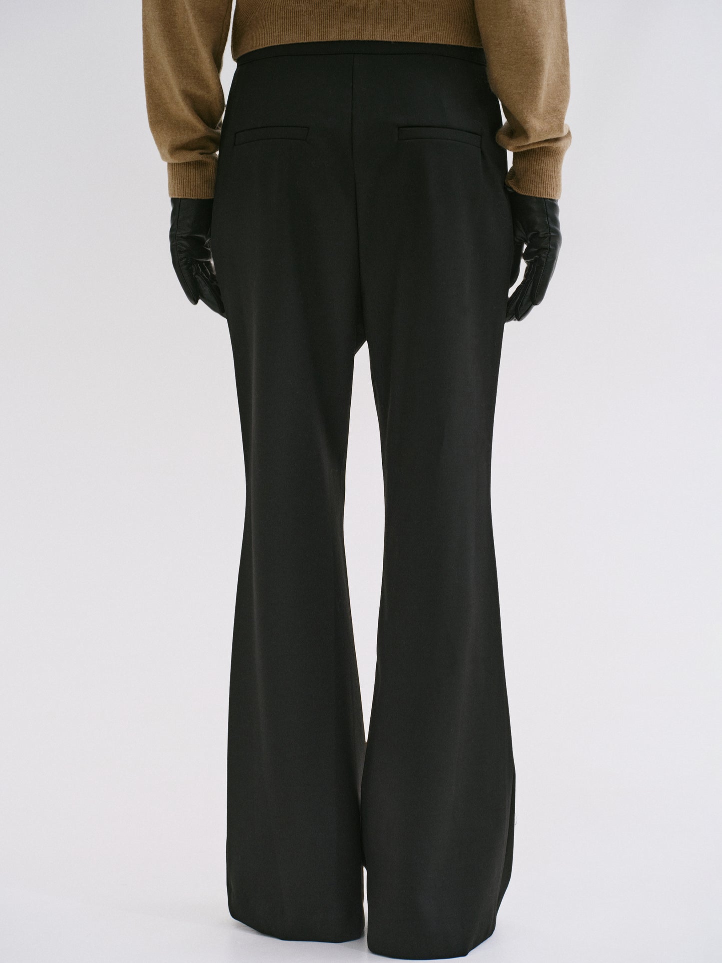 Slim Flared Trousers, Black