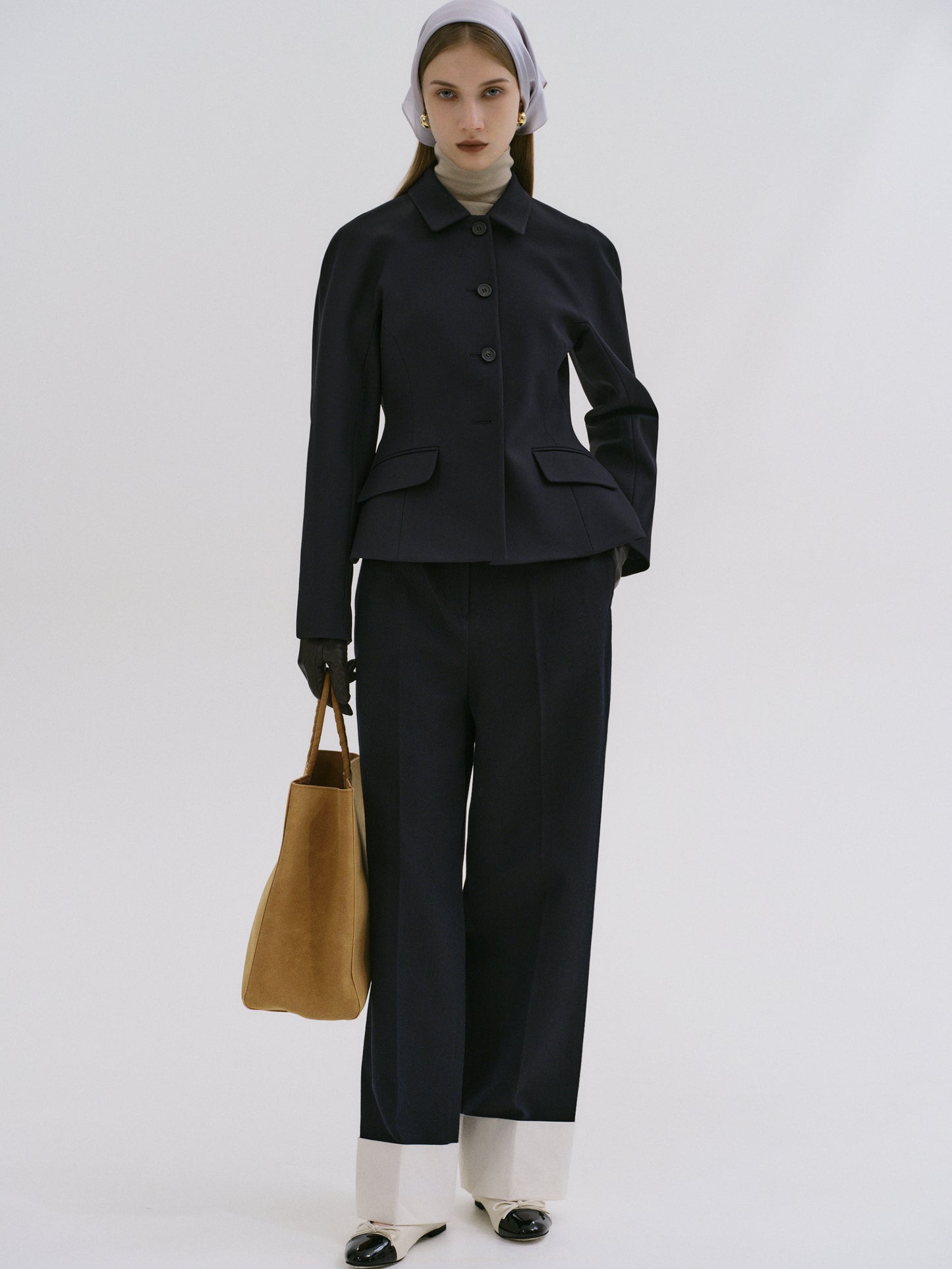 Sevyn Peplum Fitted Jacket, Navy