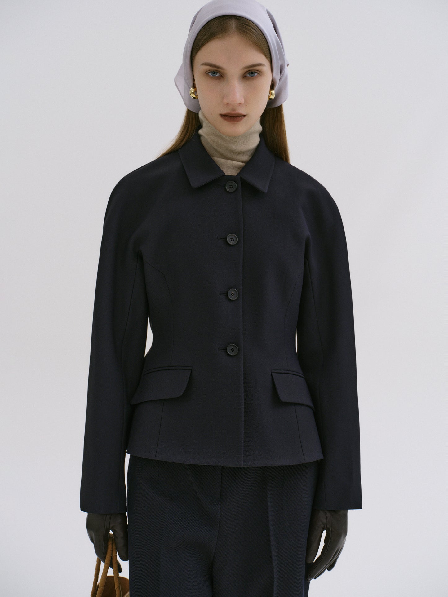 Sevyn Peplum Fitted Jacket, Navy