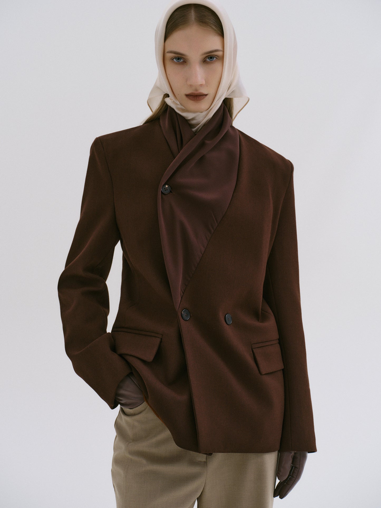 Donau Scarf Blazer, Cedar Brown