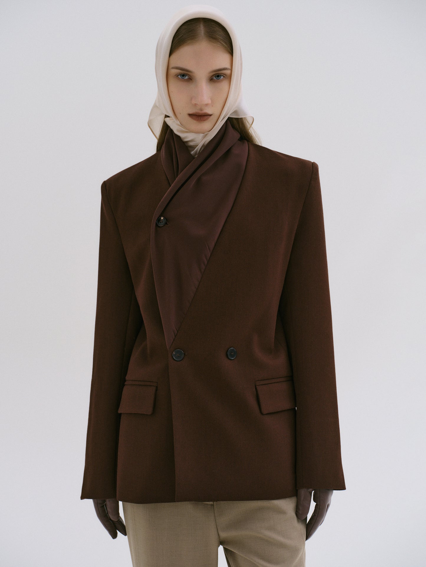 Donau Scarf Blazer, Cedar Brown