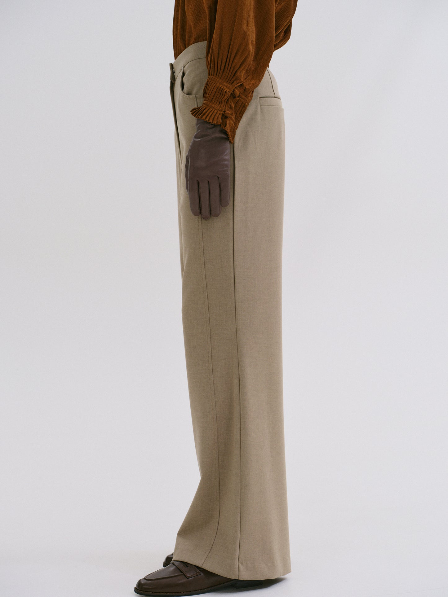 Slim Flared Trousers, Fawn