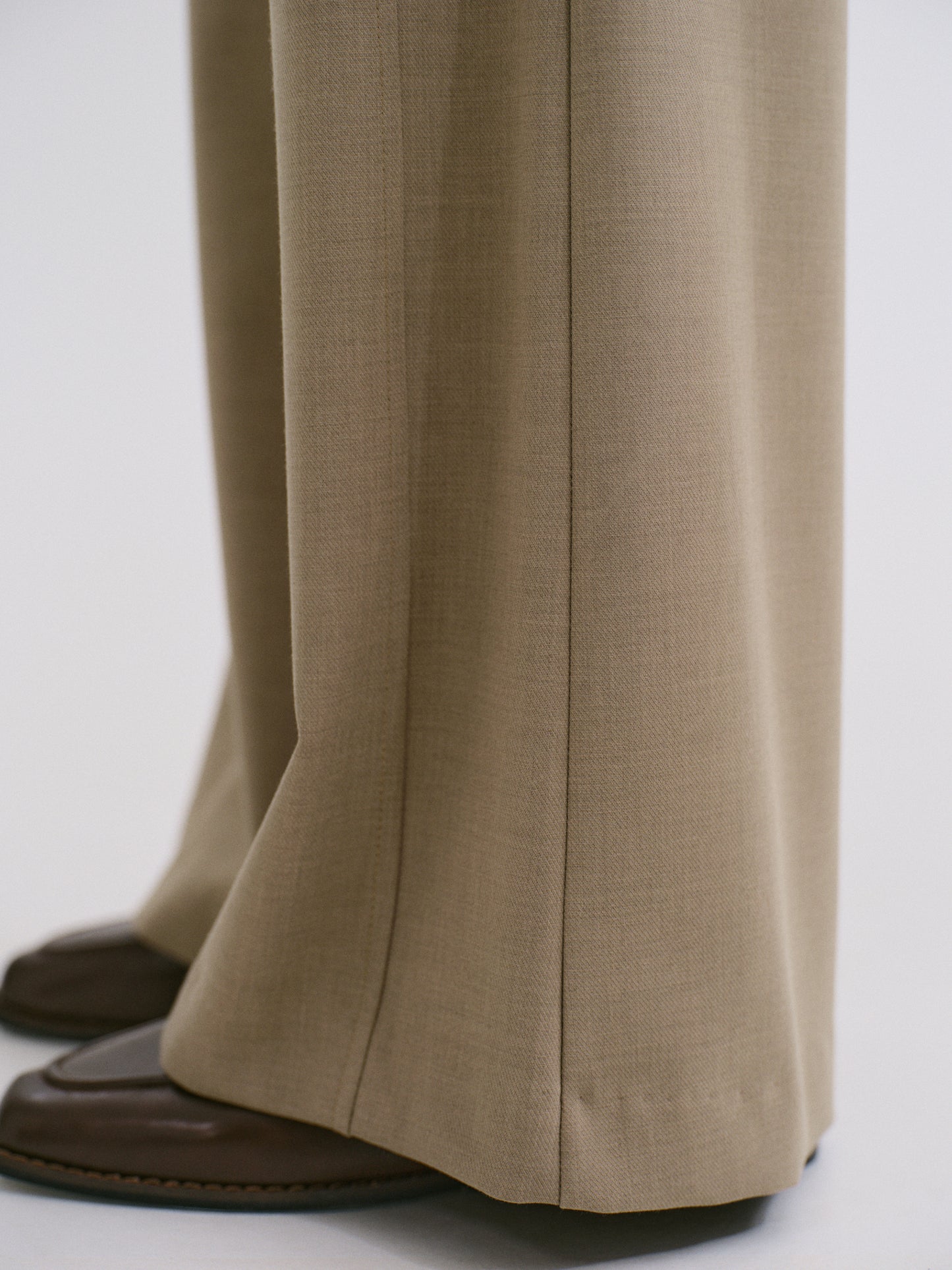 Slim Flared Trousers, Fawn