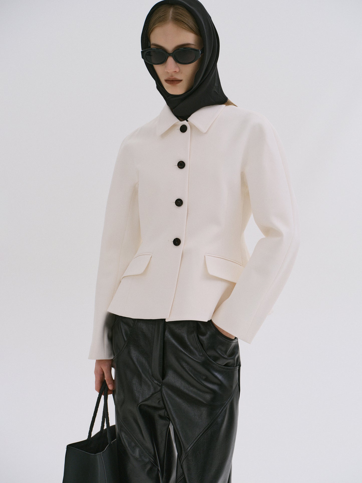 Sevyn Peplum Fitted Jacket, Porcelain