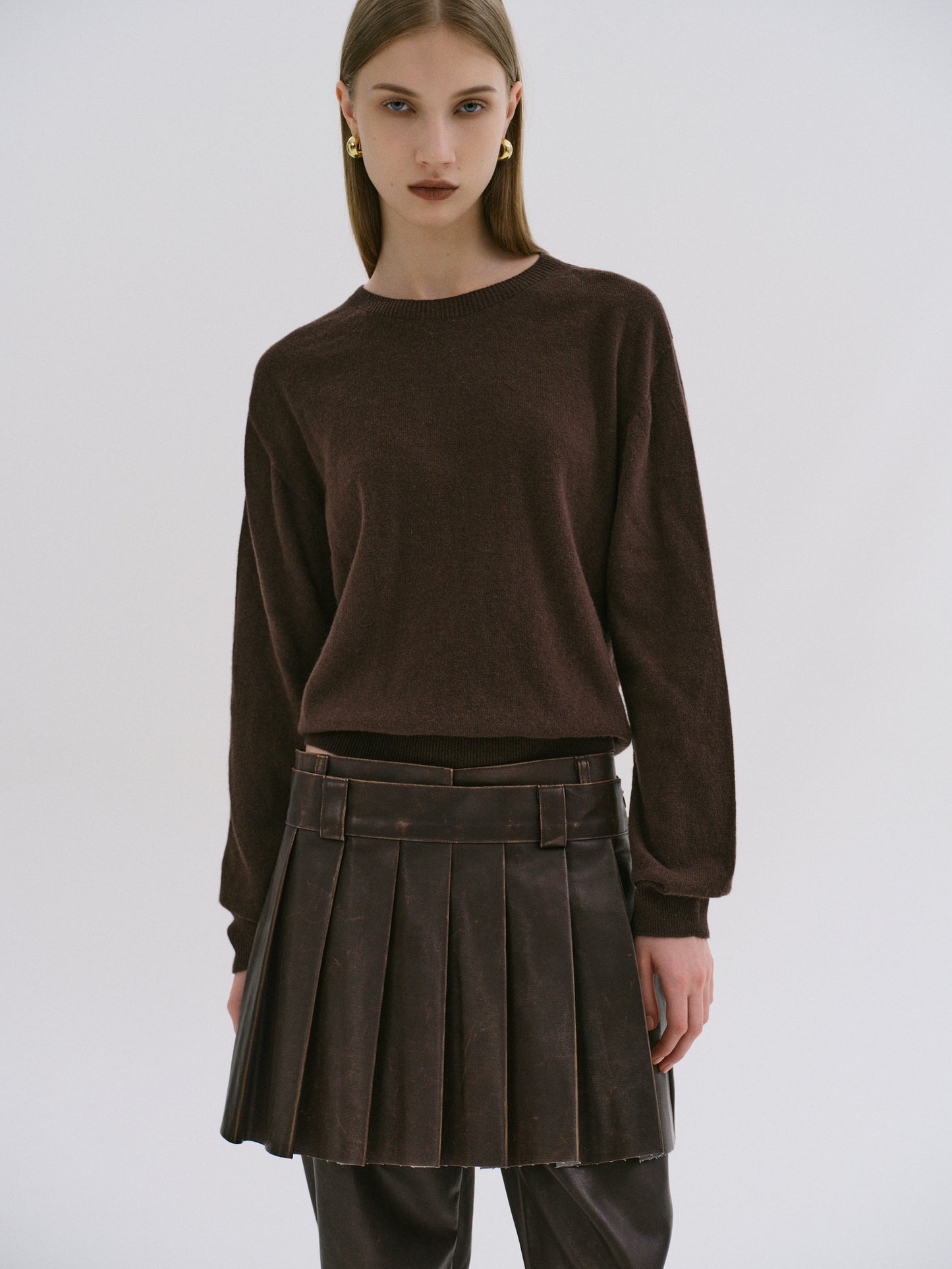 Wool Cashmere Round Knit, Wood