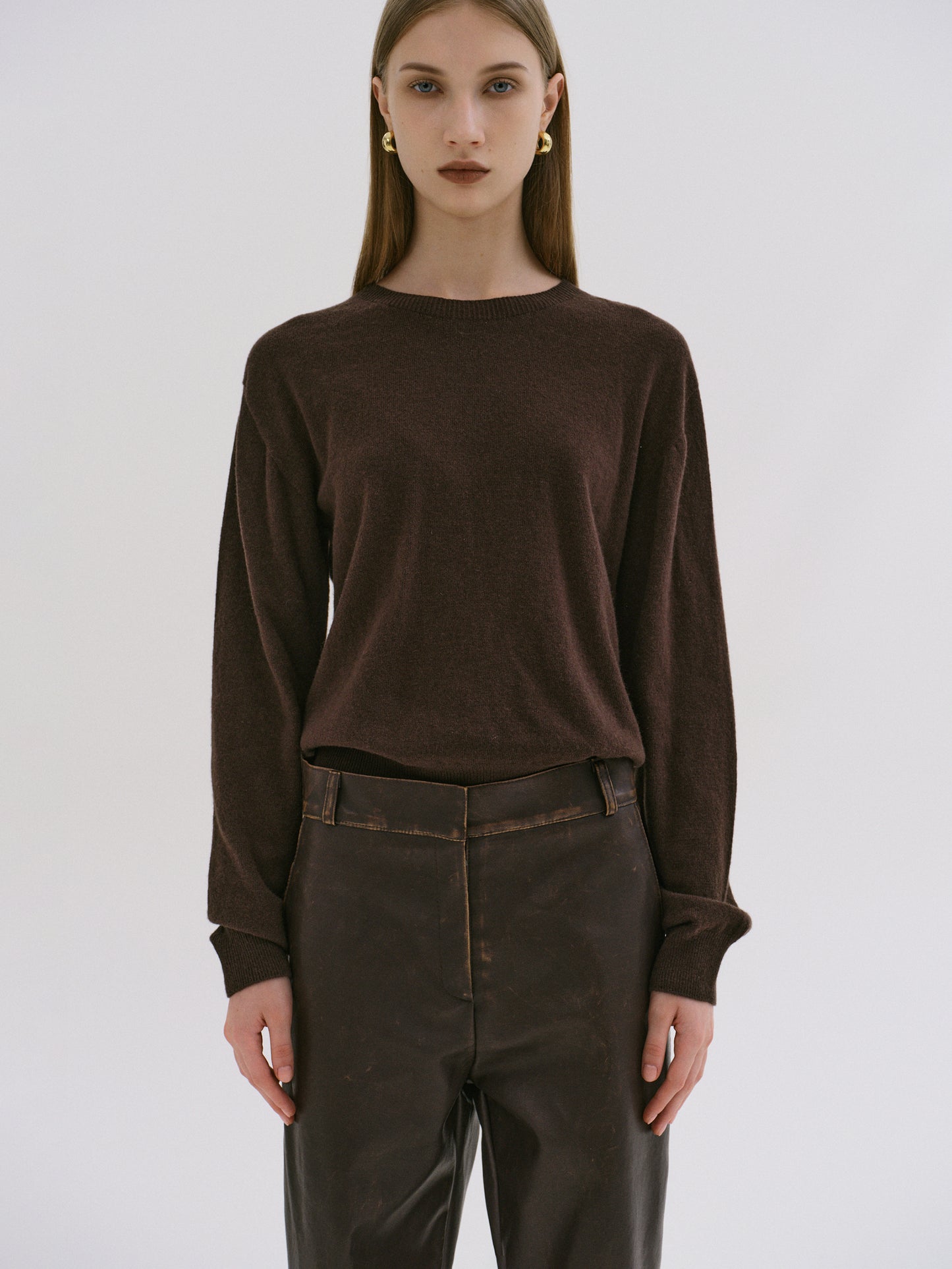 Wool Cashmere Round Knit, Wood