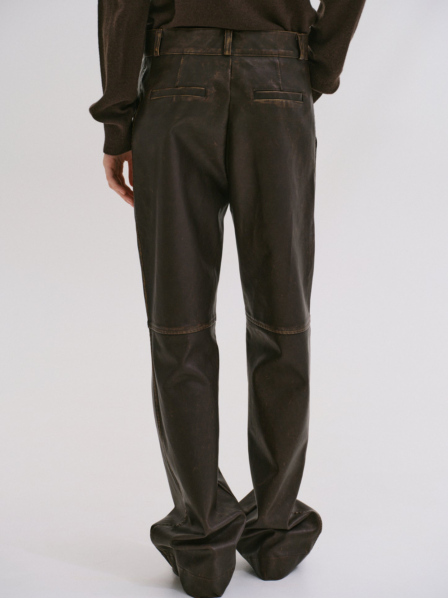 Faded Faux Leather Trousers, Cacao