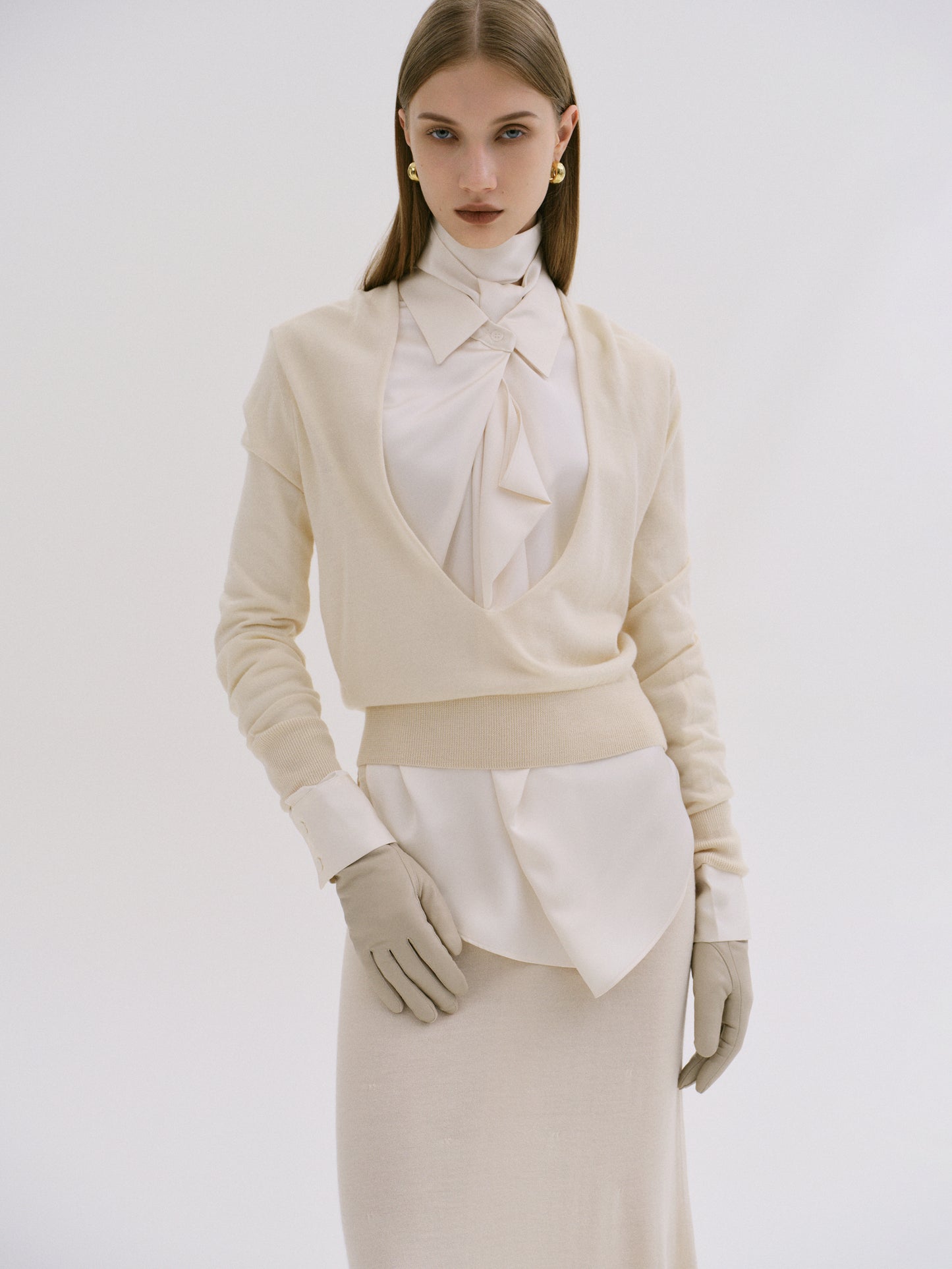 Plunge V-Neck Pullover, Macadamia
