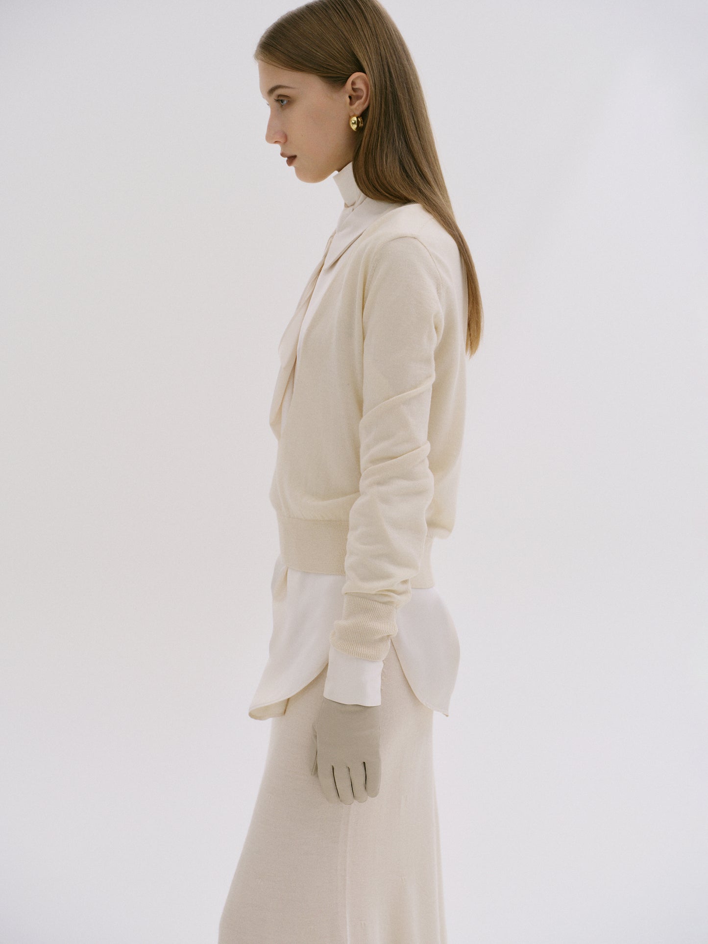 Plunge V-Neck Pullover, Macadamia