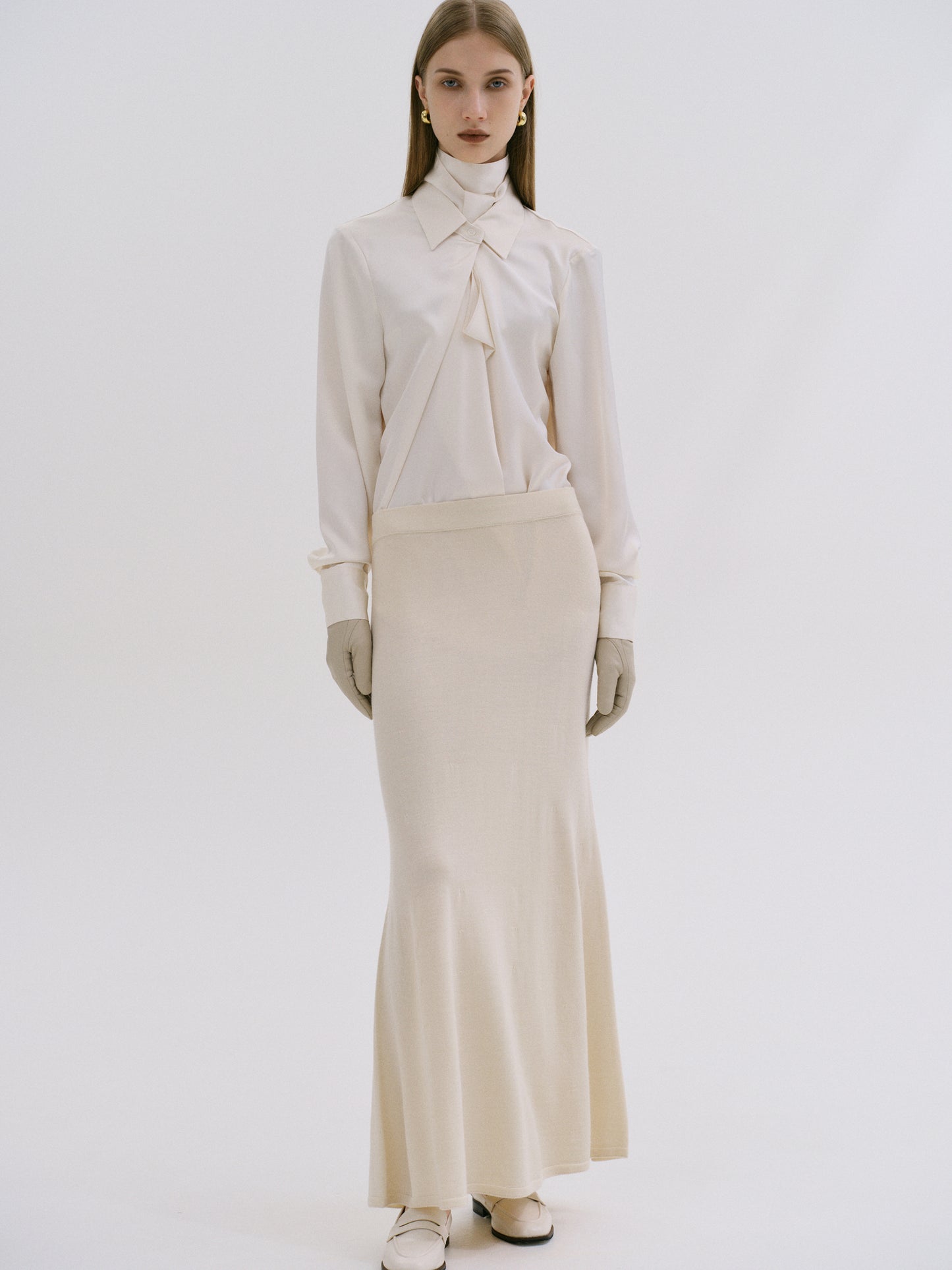 Knitted Midi Skirt, Macadamia