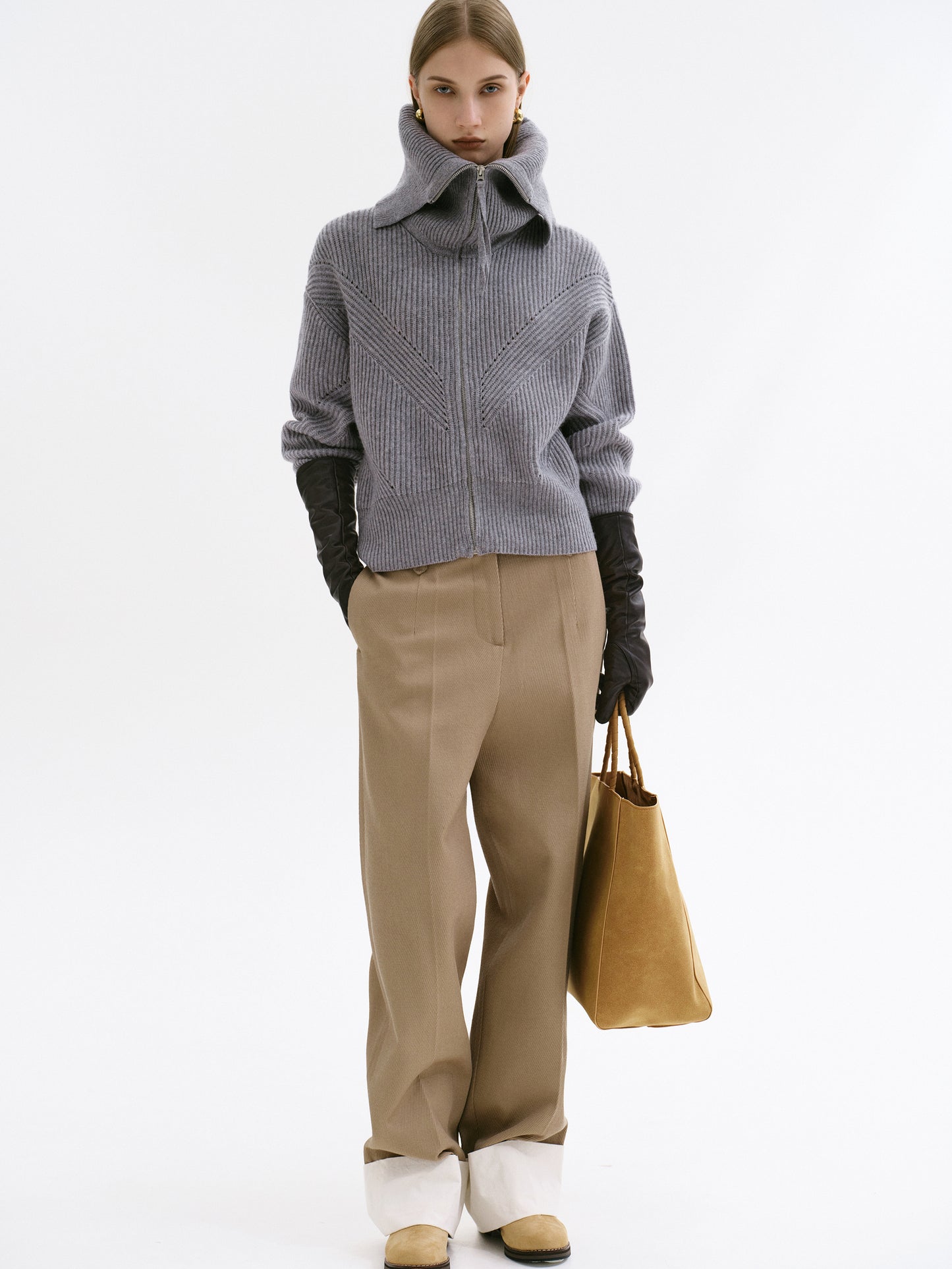 Klive Turn-Up Trousers, Sand Dune