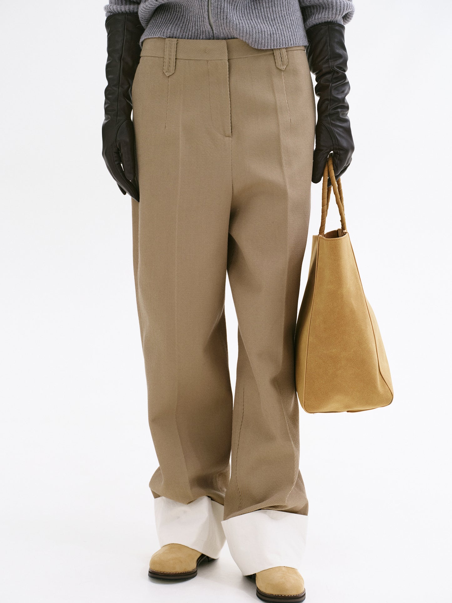 Klive Turn-Up Trousers, Sand Dune