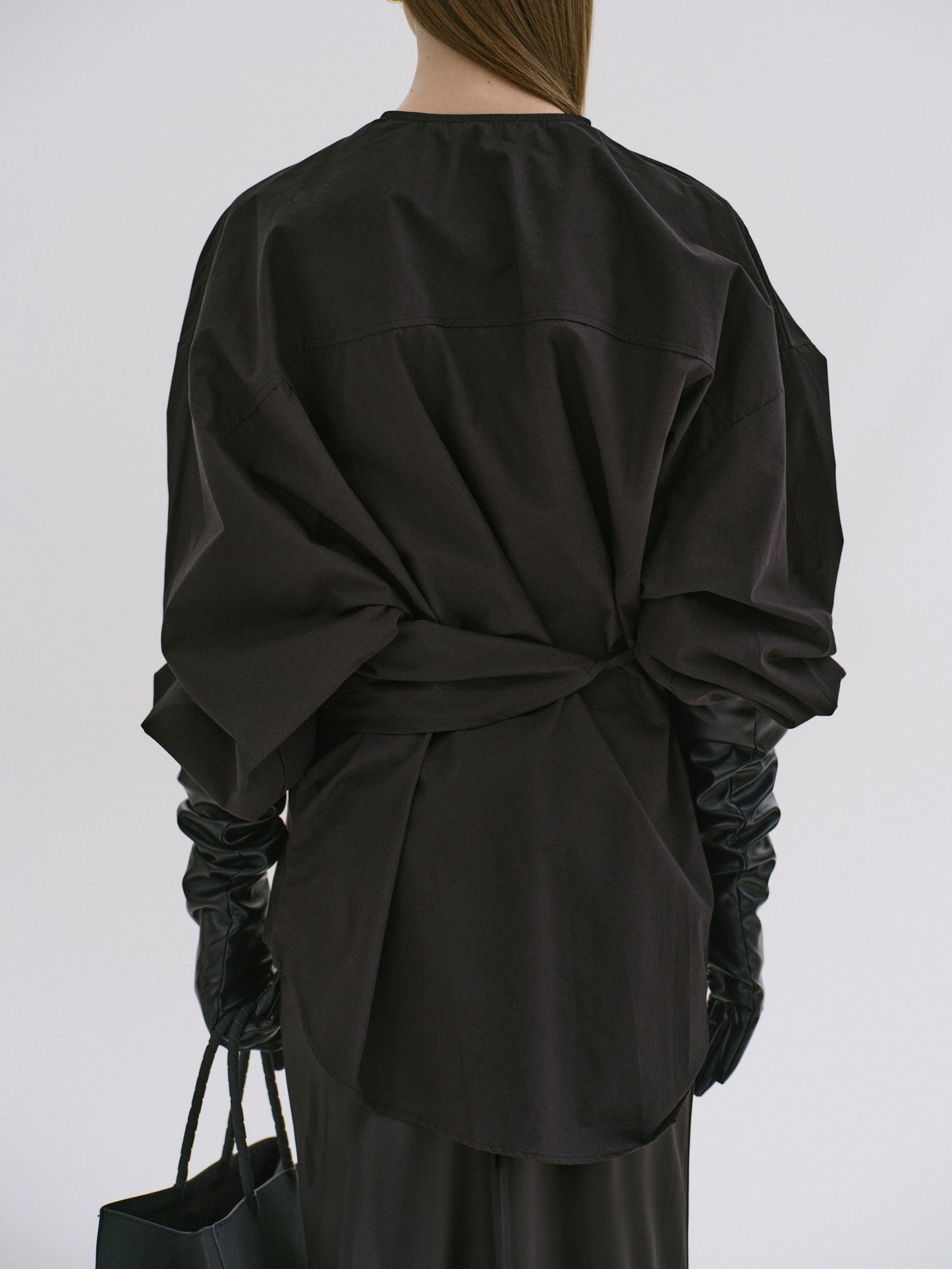 Raele Oversized Wrap Shirt, Black