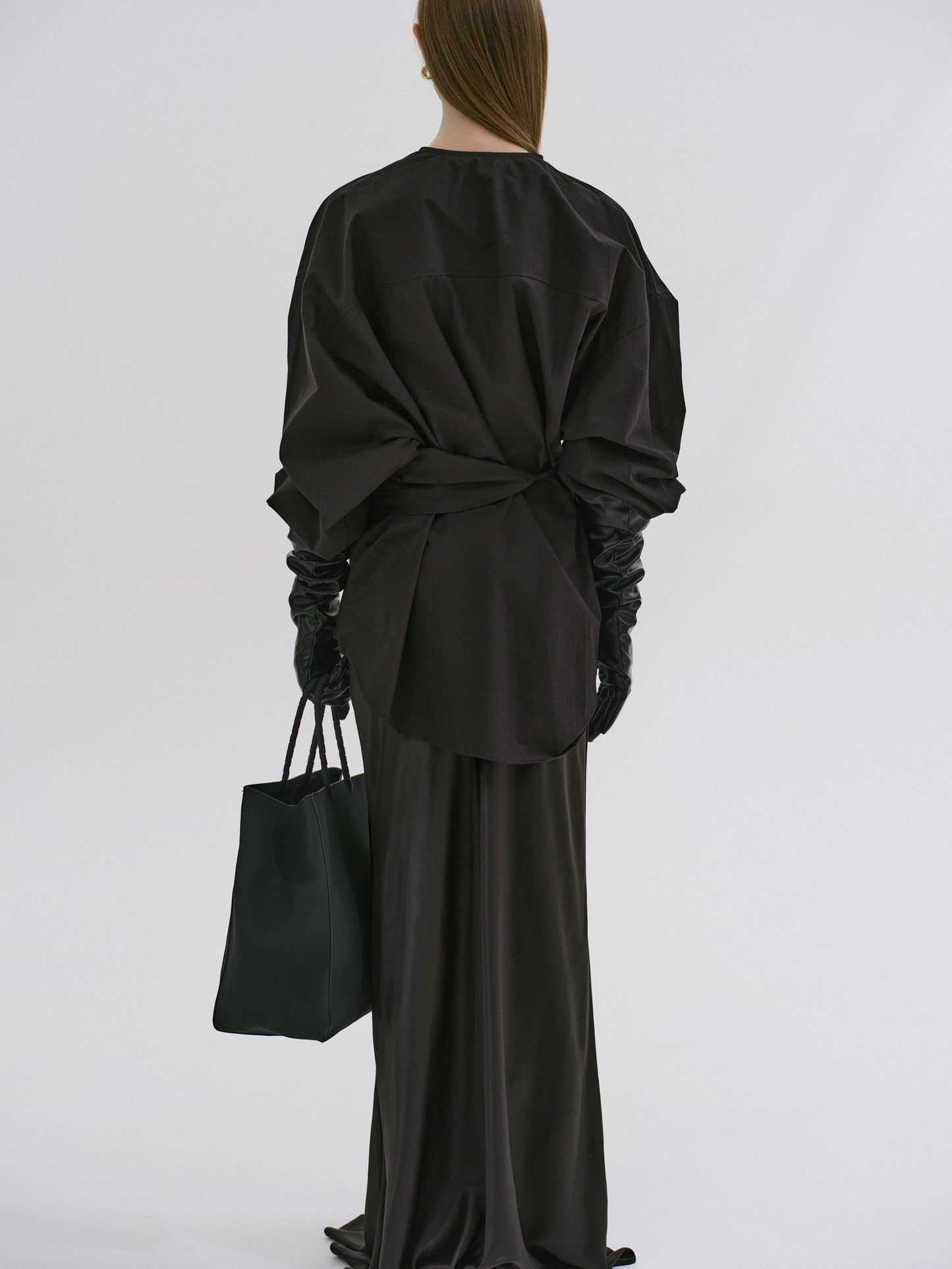 Raele Oversized Wrap Shirt, Black