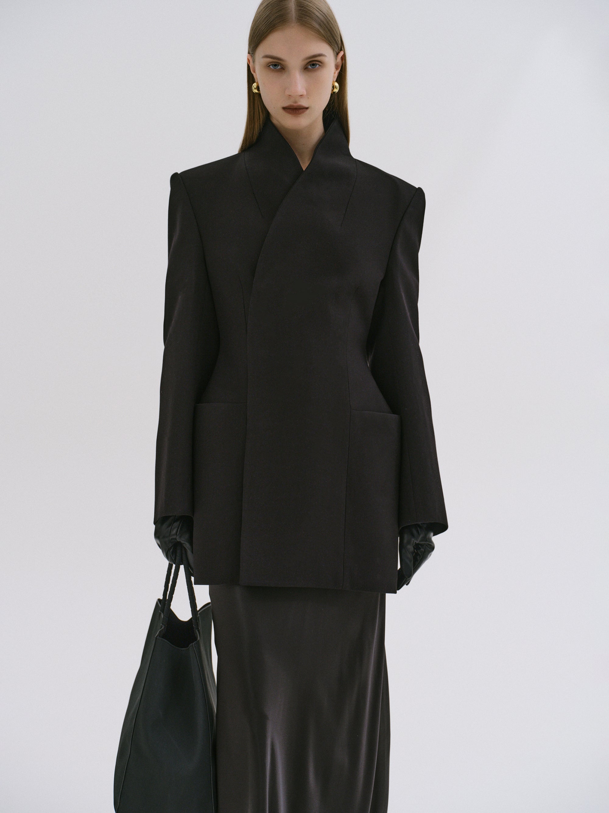 Corrin Wrap Blazer, Black