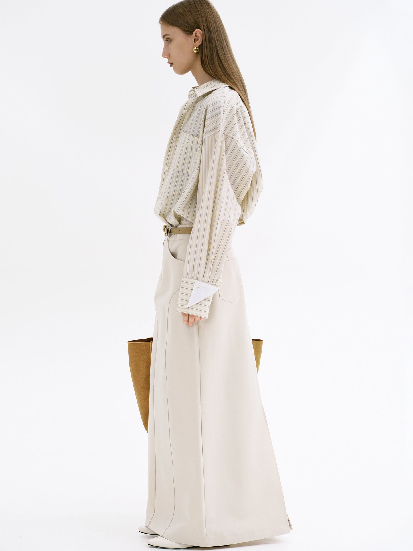 Galliga Long Pencil Skirt, Beige