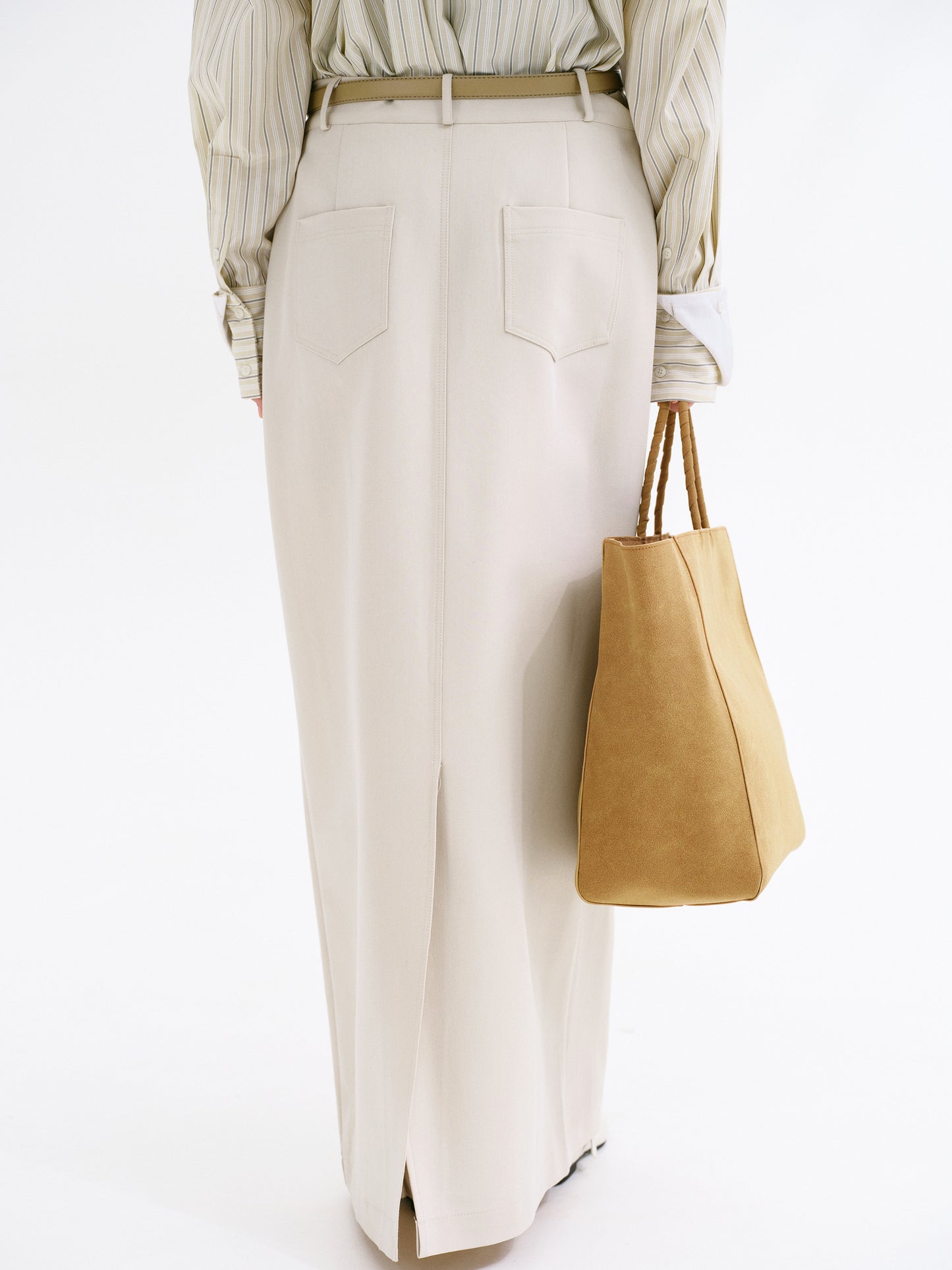 Galliga Long Pencil Skirt, Beige