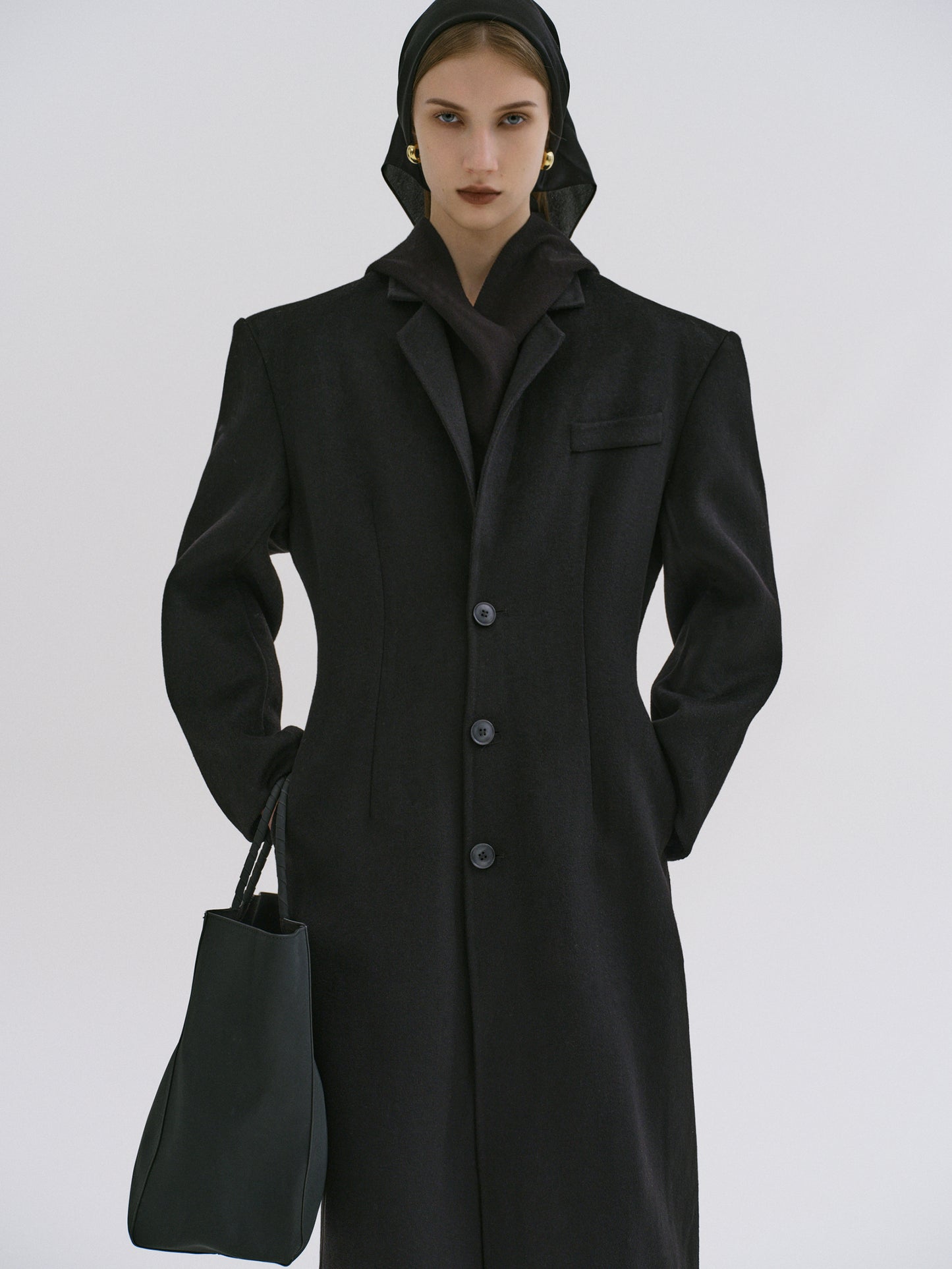 Ludmilla Slim Overcoat, Black